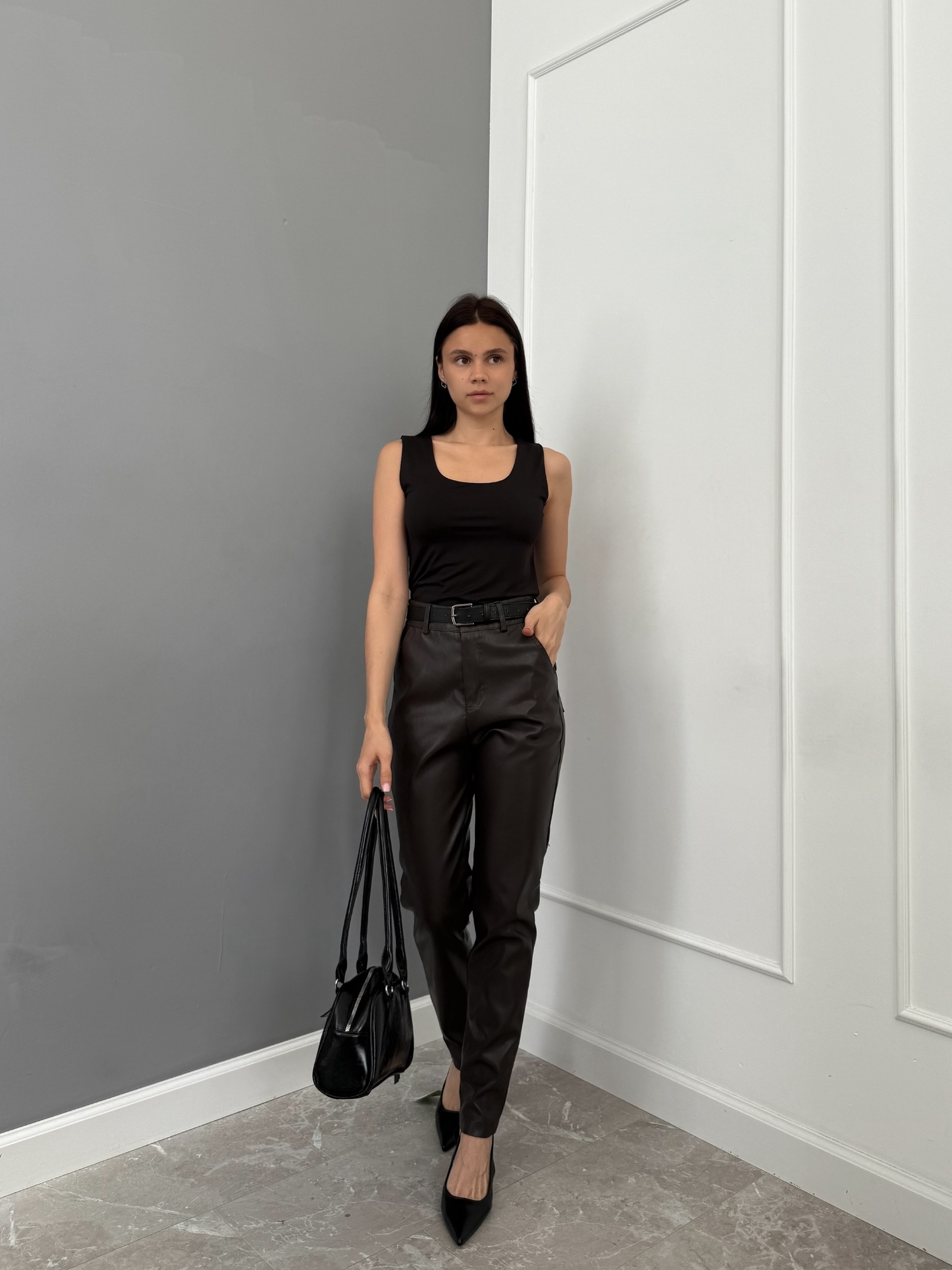 Брюки Milan Sheng 5967 зауженные кожа