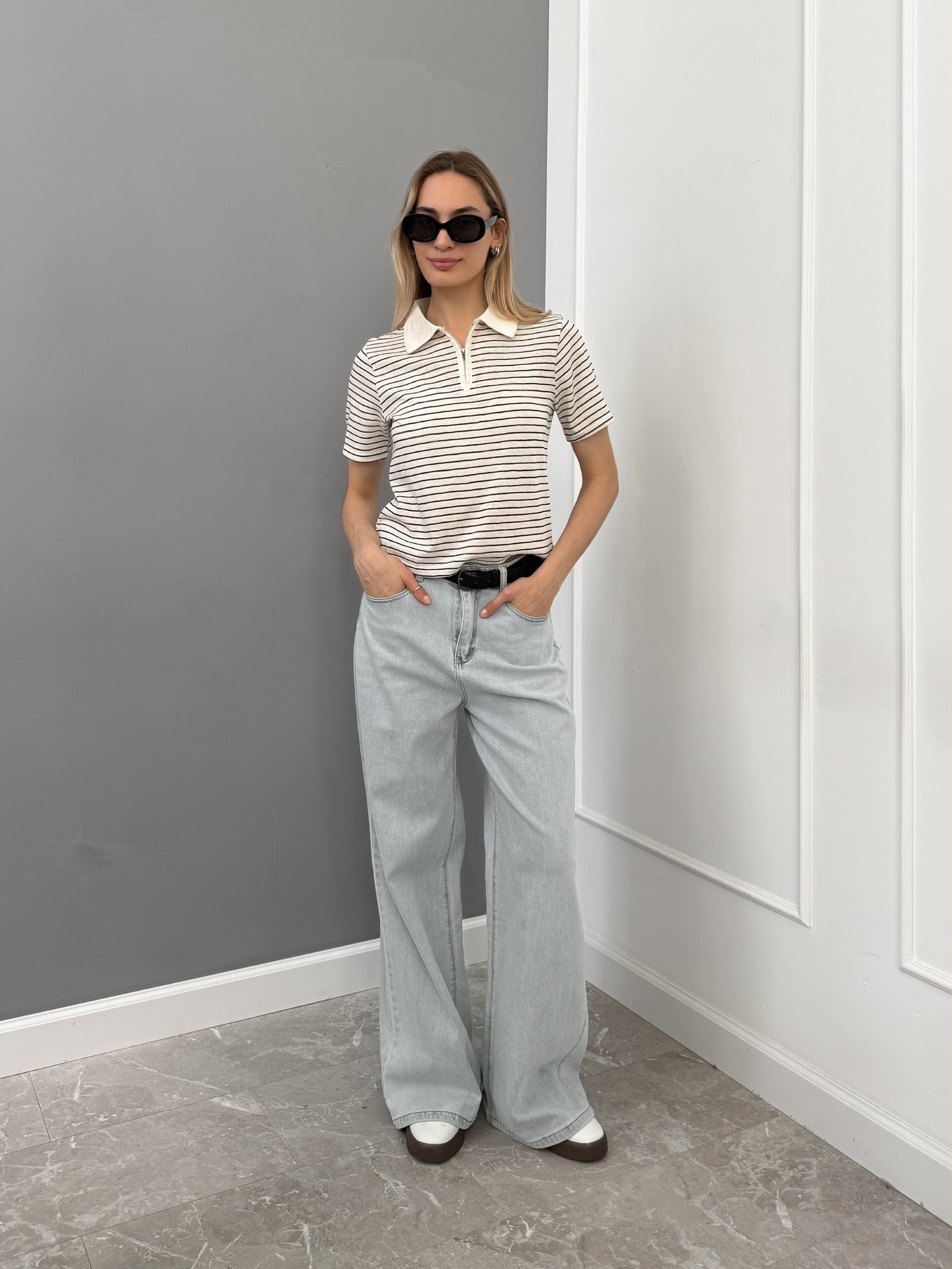 Футболка Fashion 2003 поло в полоску на замке