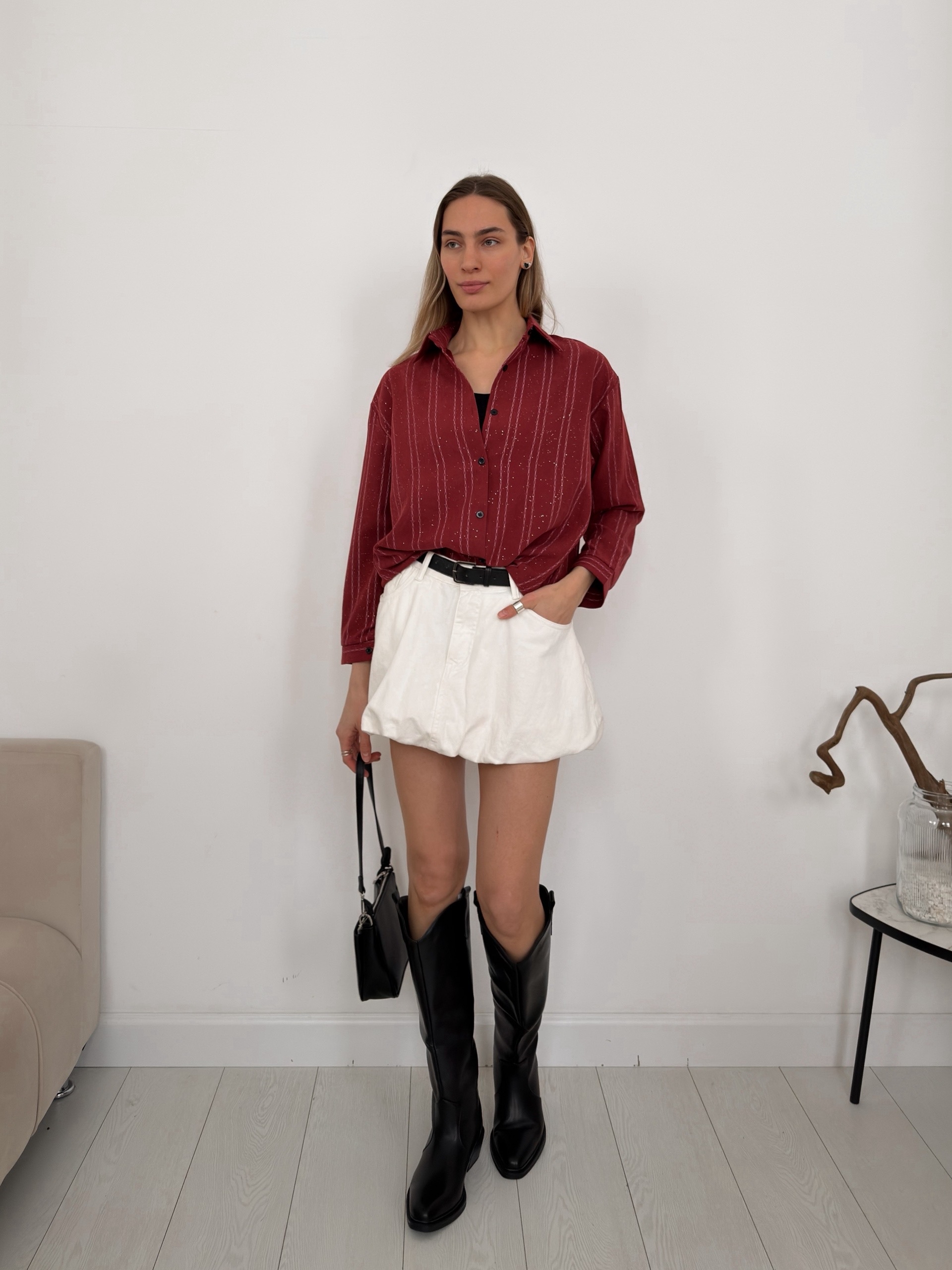 Рубашка OY 184 узор+ блестки