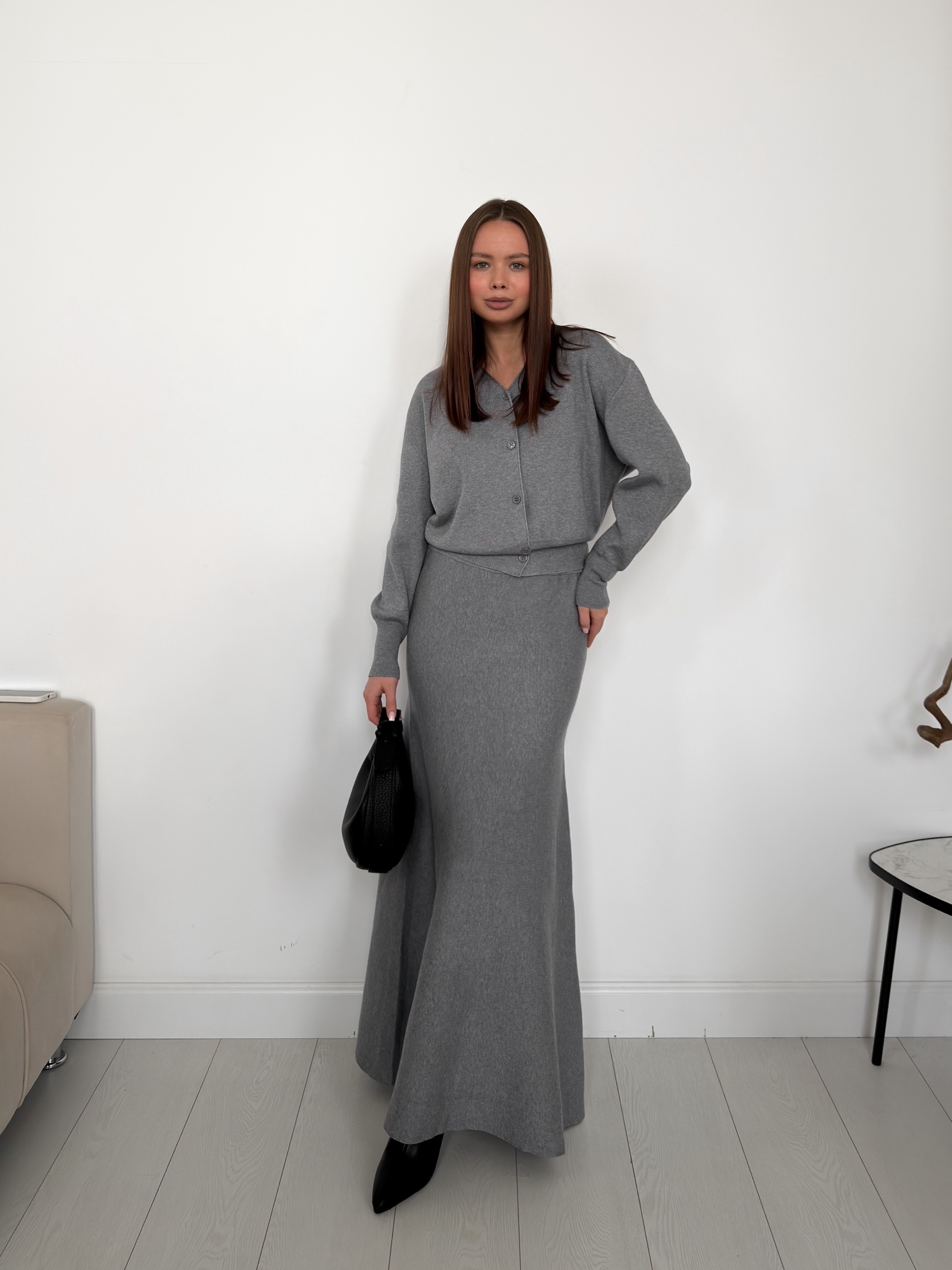 Костюм AIKA кардиган + юбка трикотаж строчка