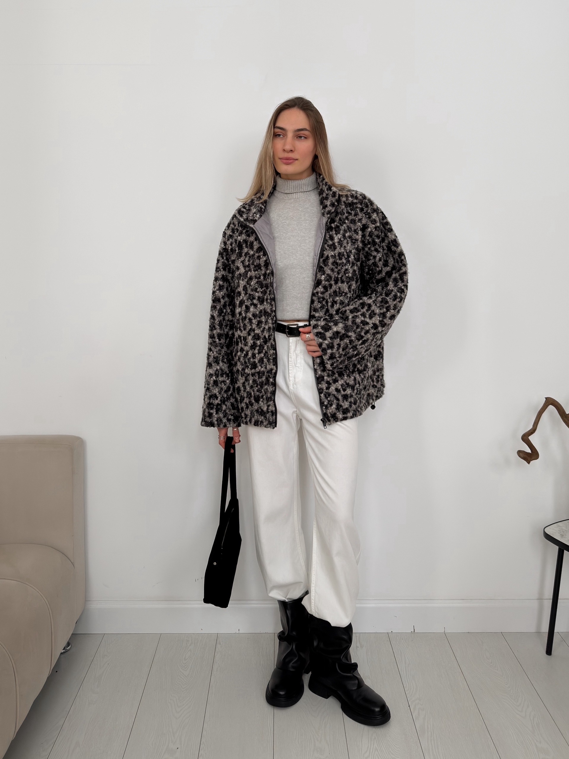 Шубка China 32658 принт лео затяжка внизу