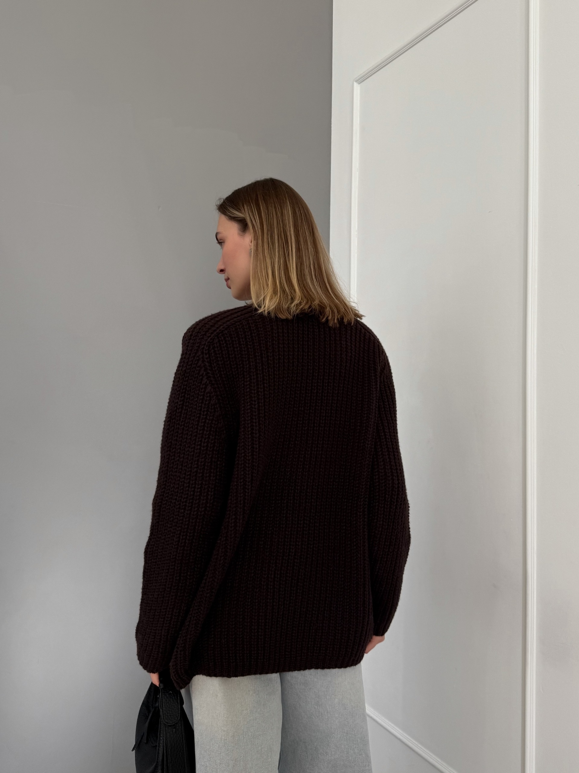 Кардиган Zara 90128 два кармана крупная вязка