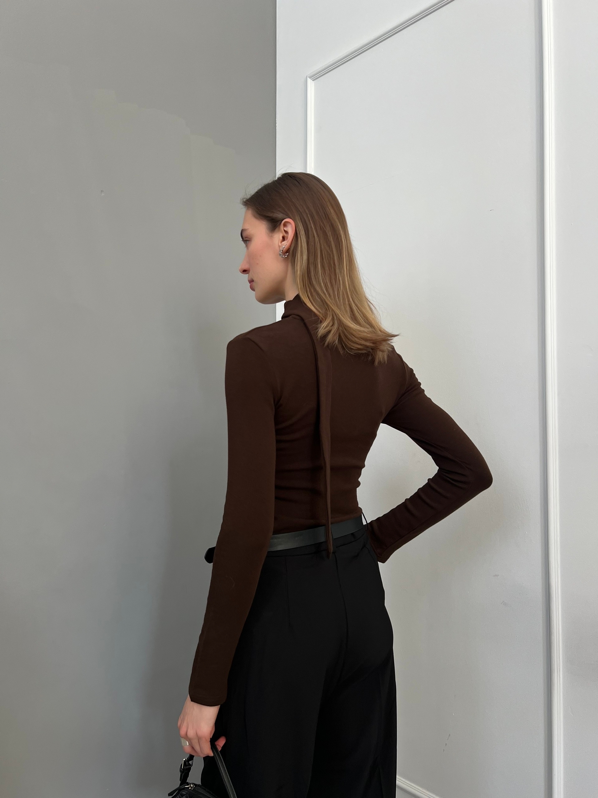 Лонгслив Nana Shop 2695  драпировка+пояс