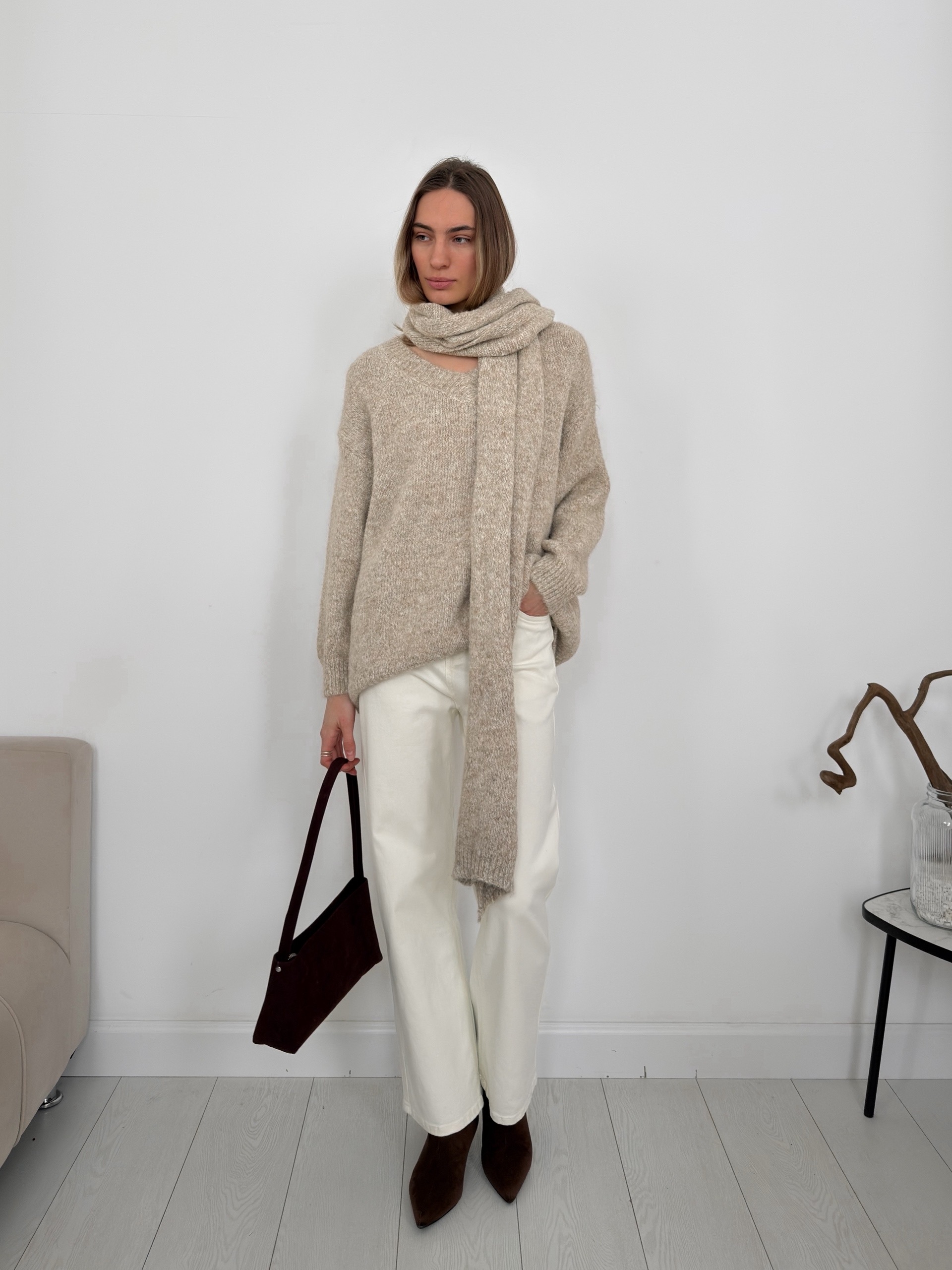 Свитер 1065-55 крапинка+шарф