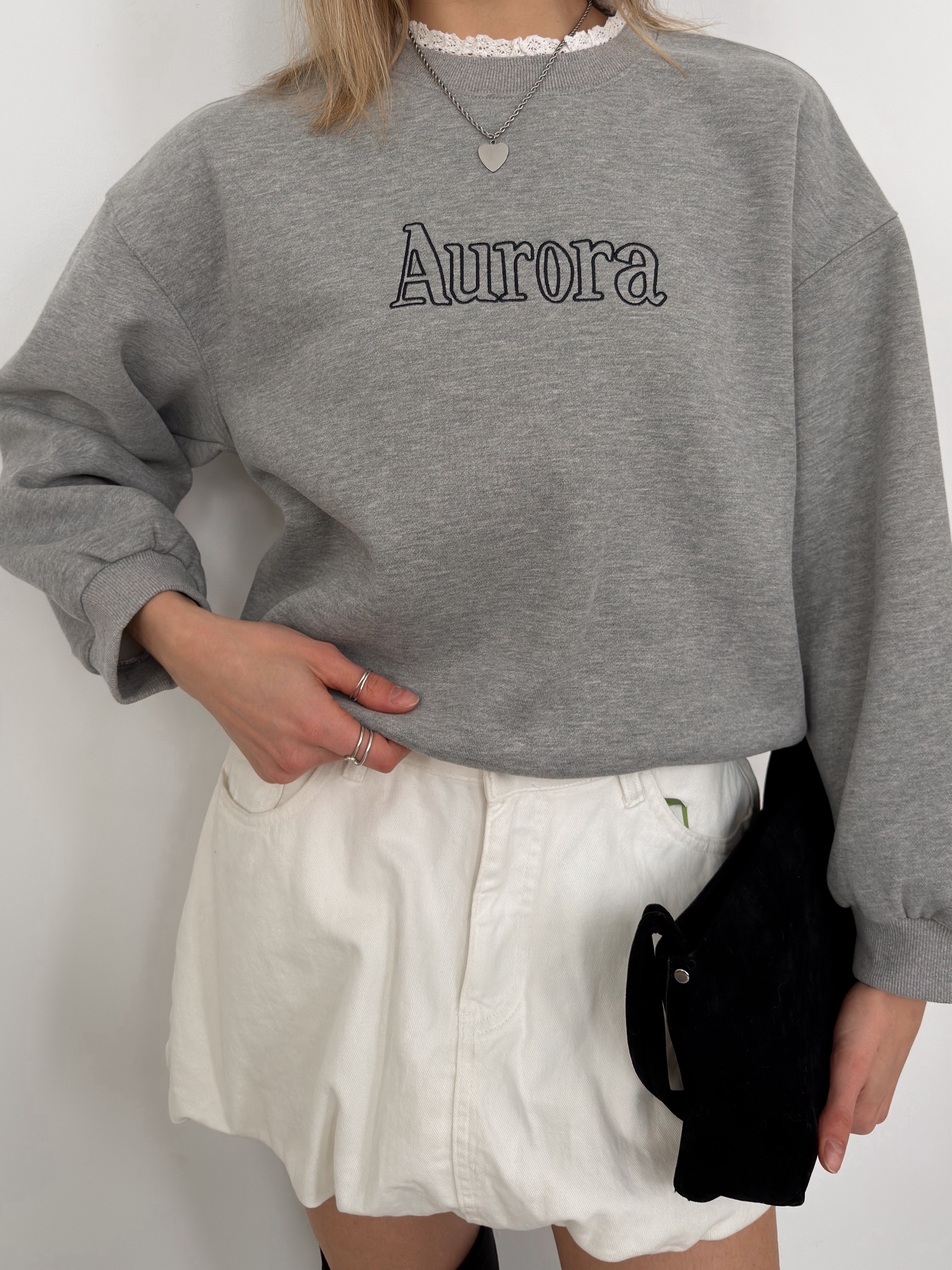 Свитшот 498 Aurora флис кружево на вороте