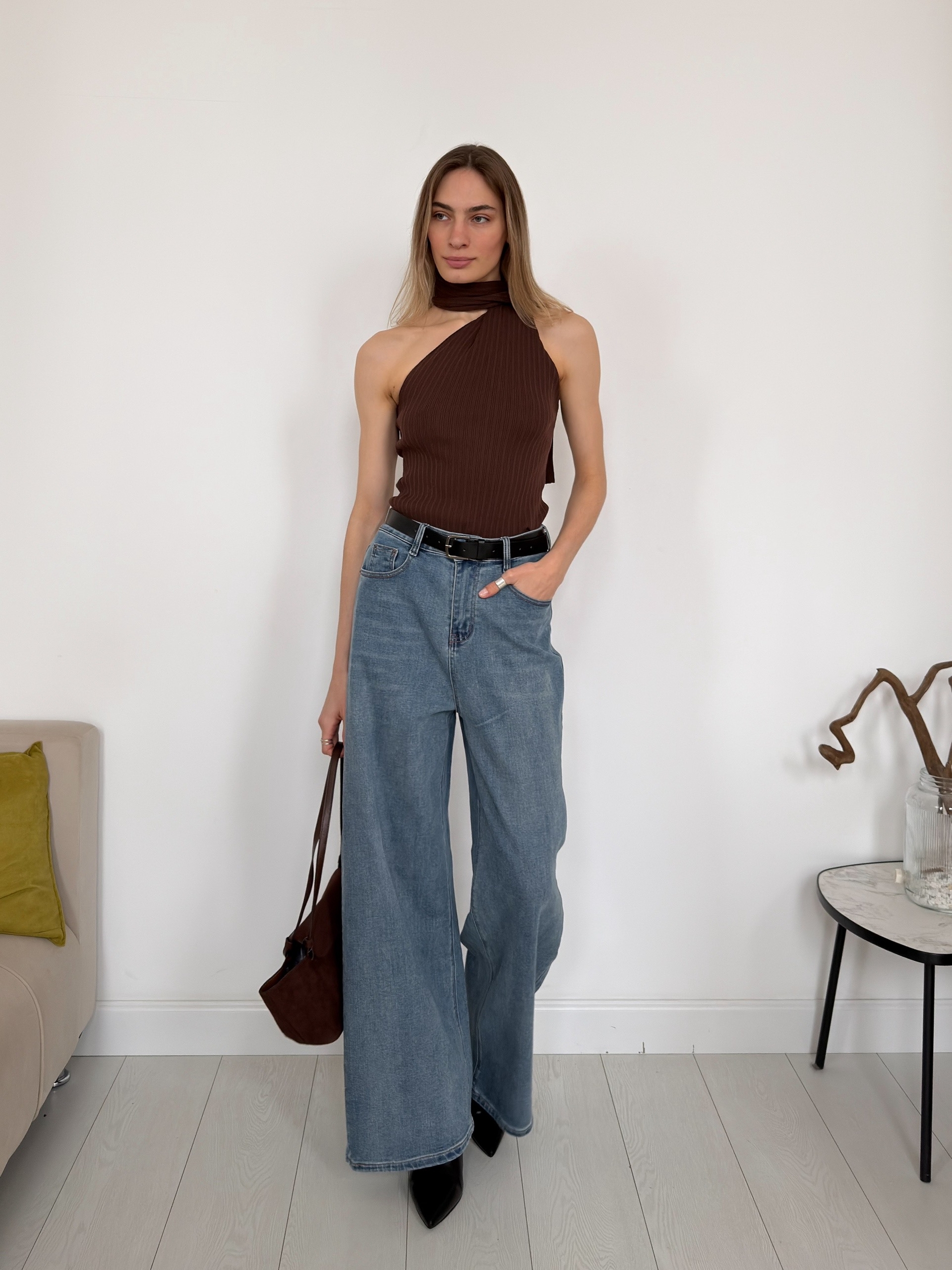 Топ с шарфом 422004 трикотаж