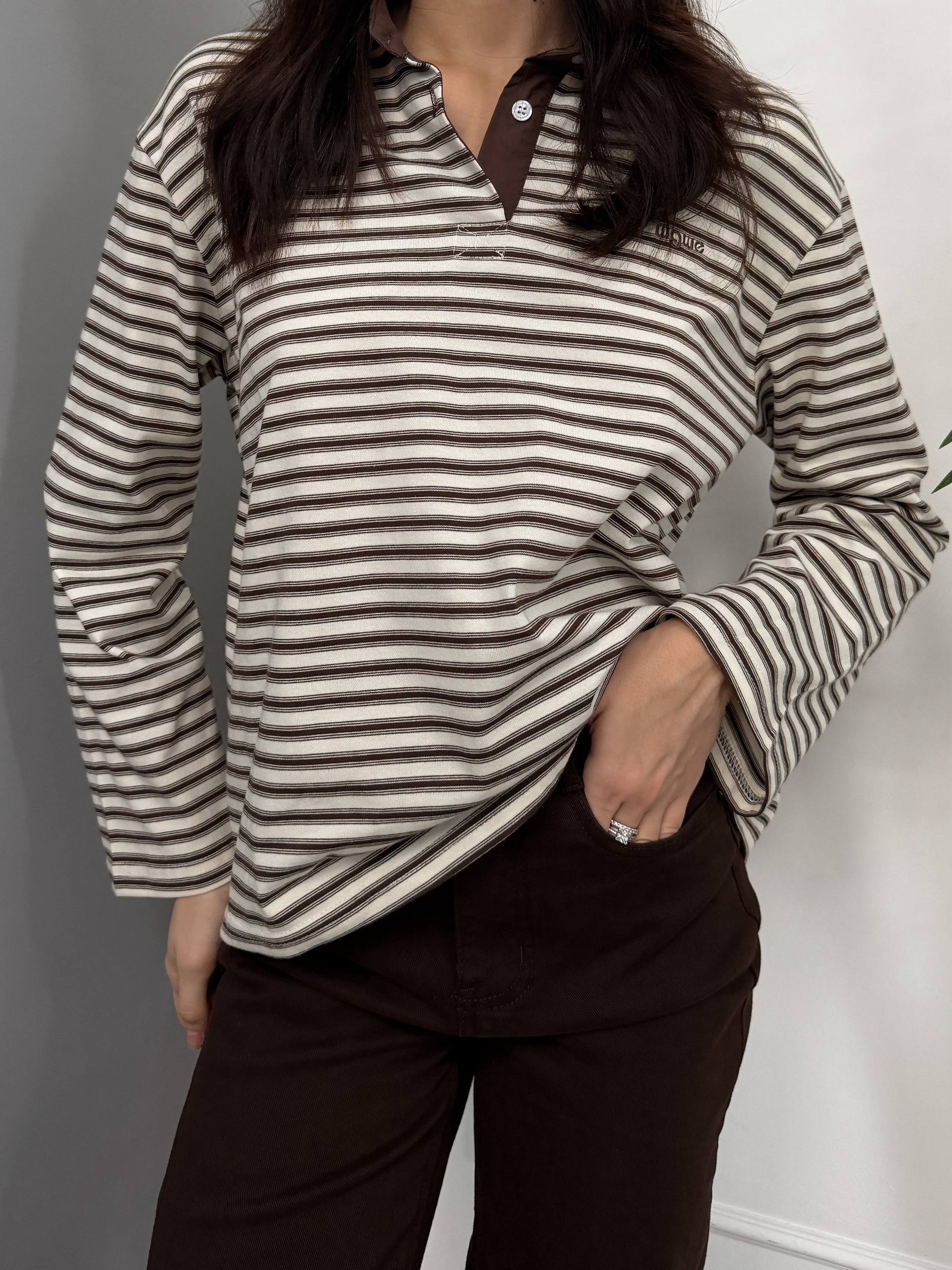 Лонгслив полоска W6779 WG