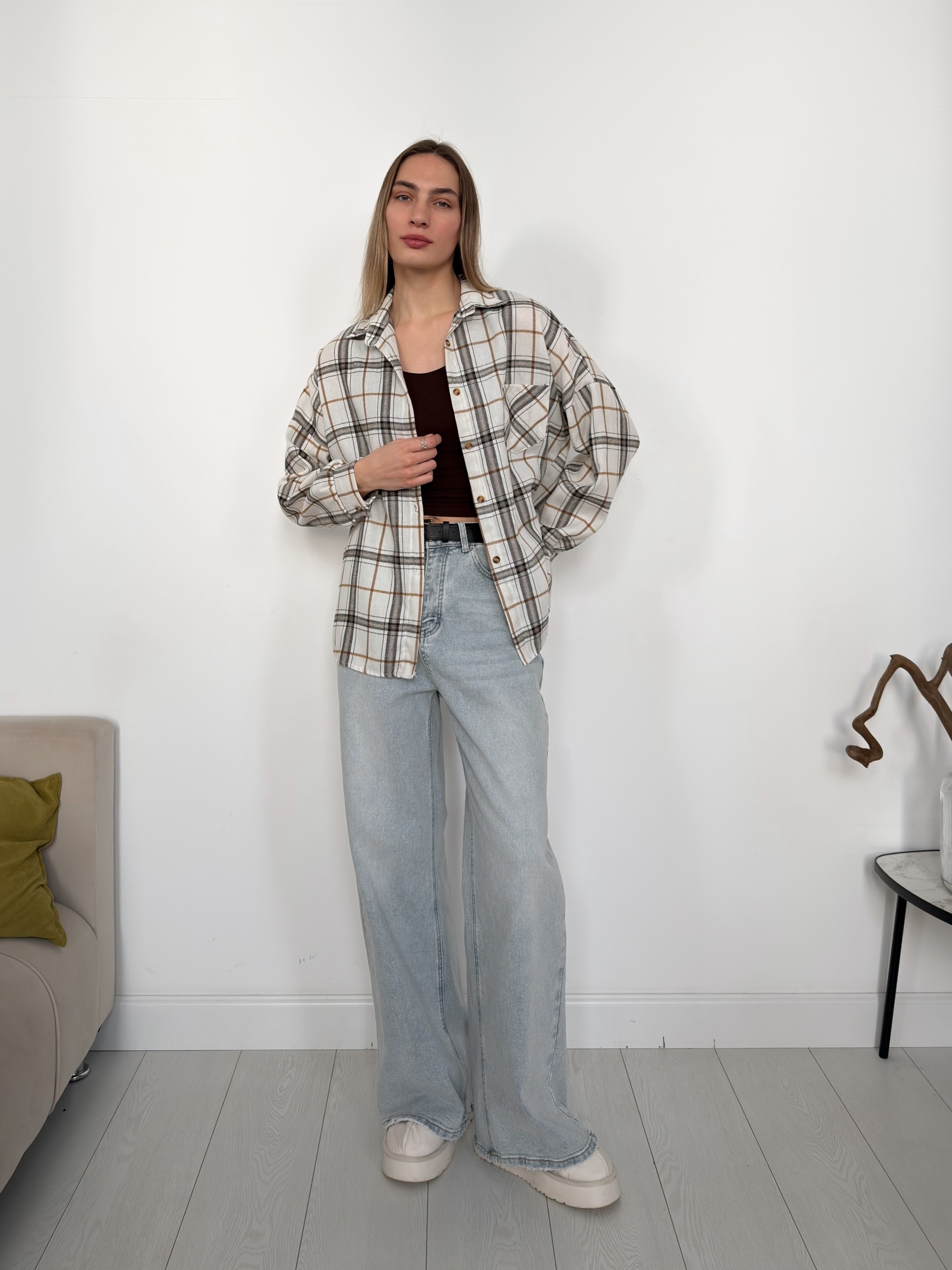 Рубашка клетка 601 на пуговках