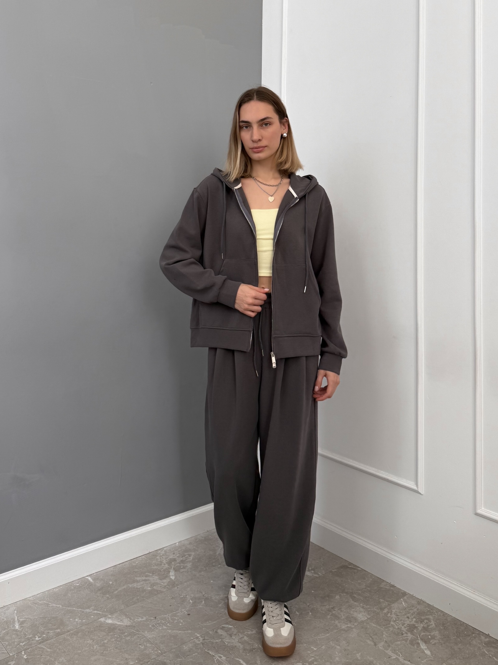 Костюм NJ brand 71761 худи на замке+кюлоты