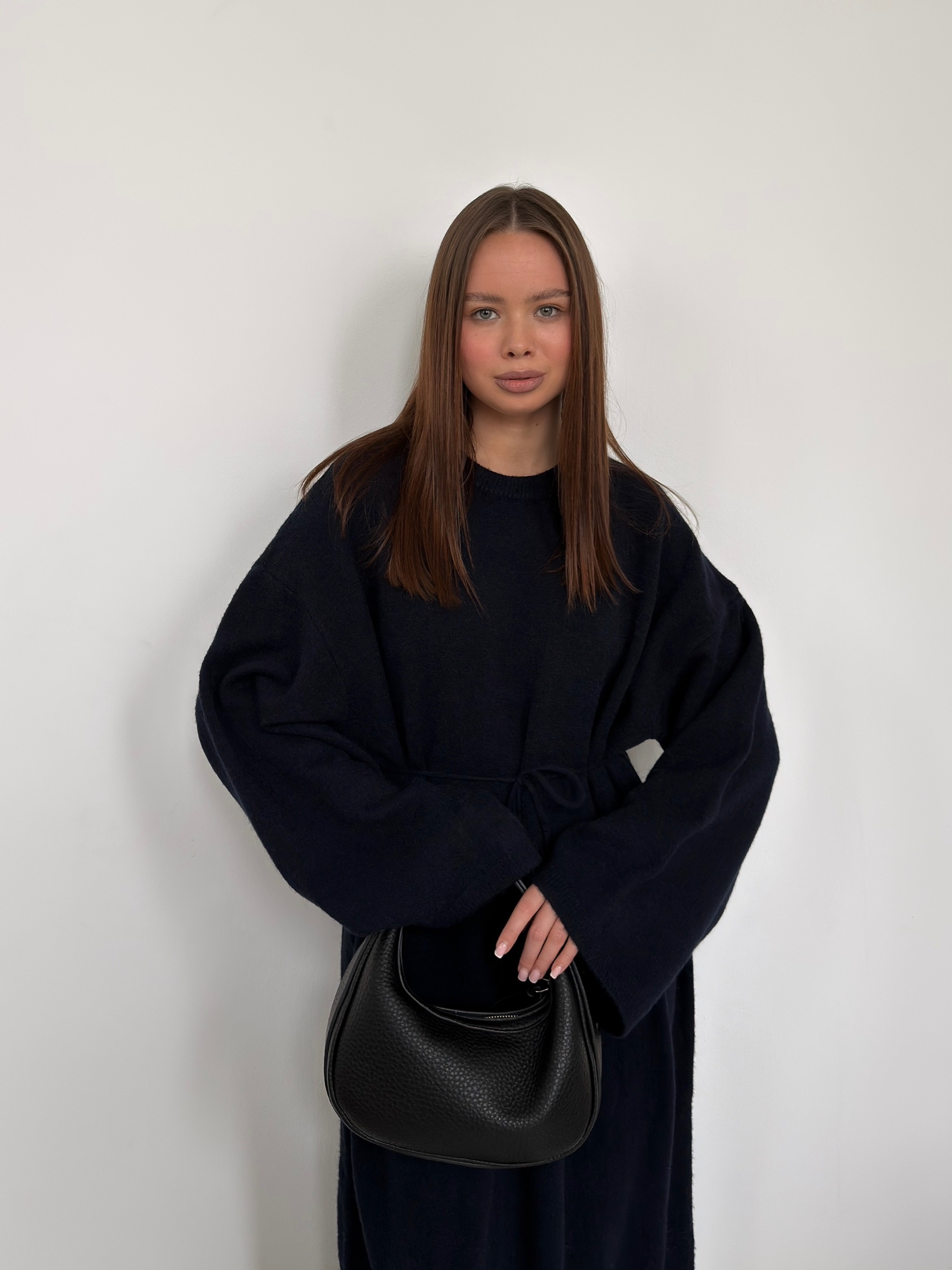 Платье макси трикотаж пояс-веревочка