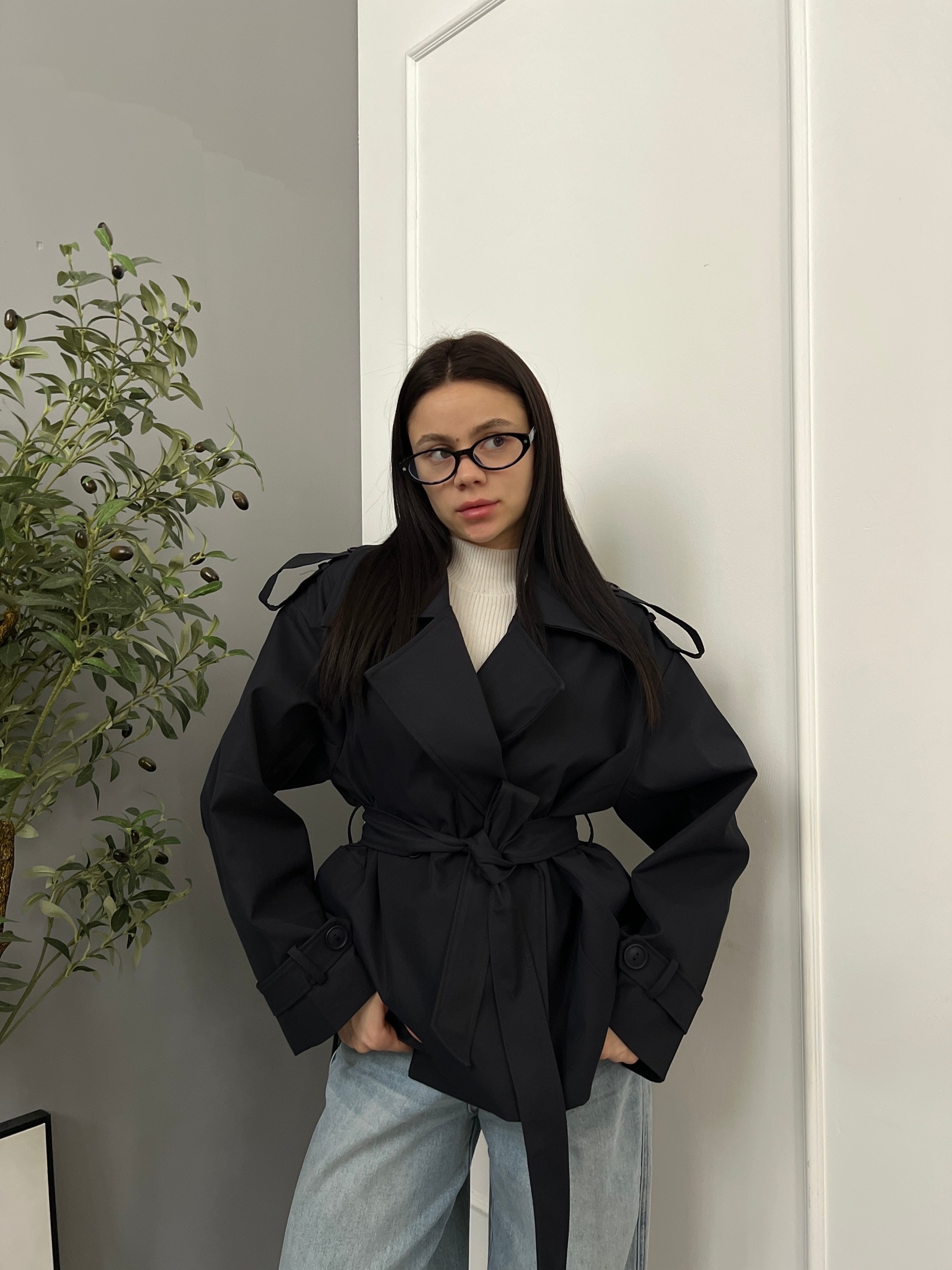 Тренч Cherry укороченный плотная ткань