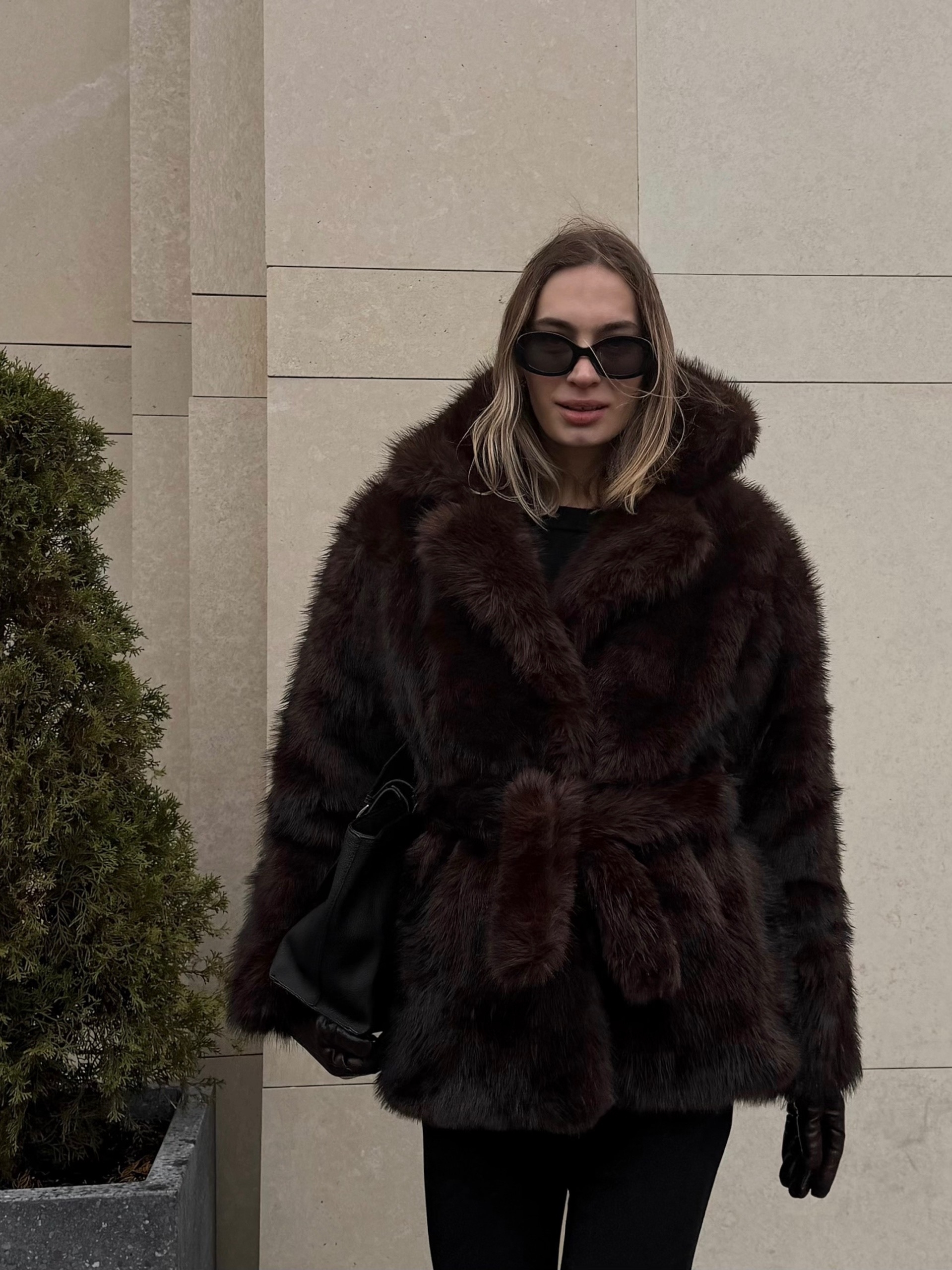 Шубка LNC короткая  с поясом