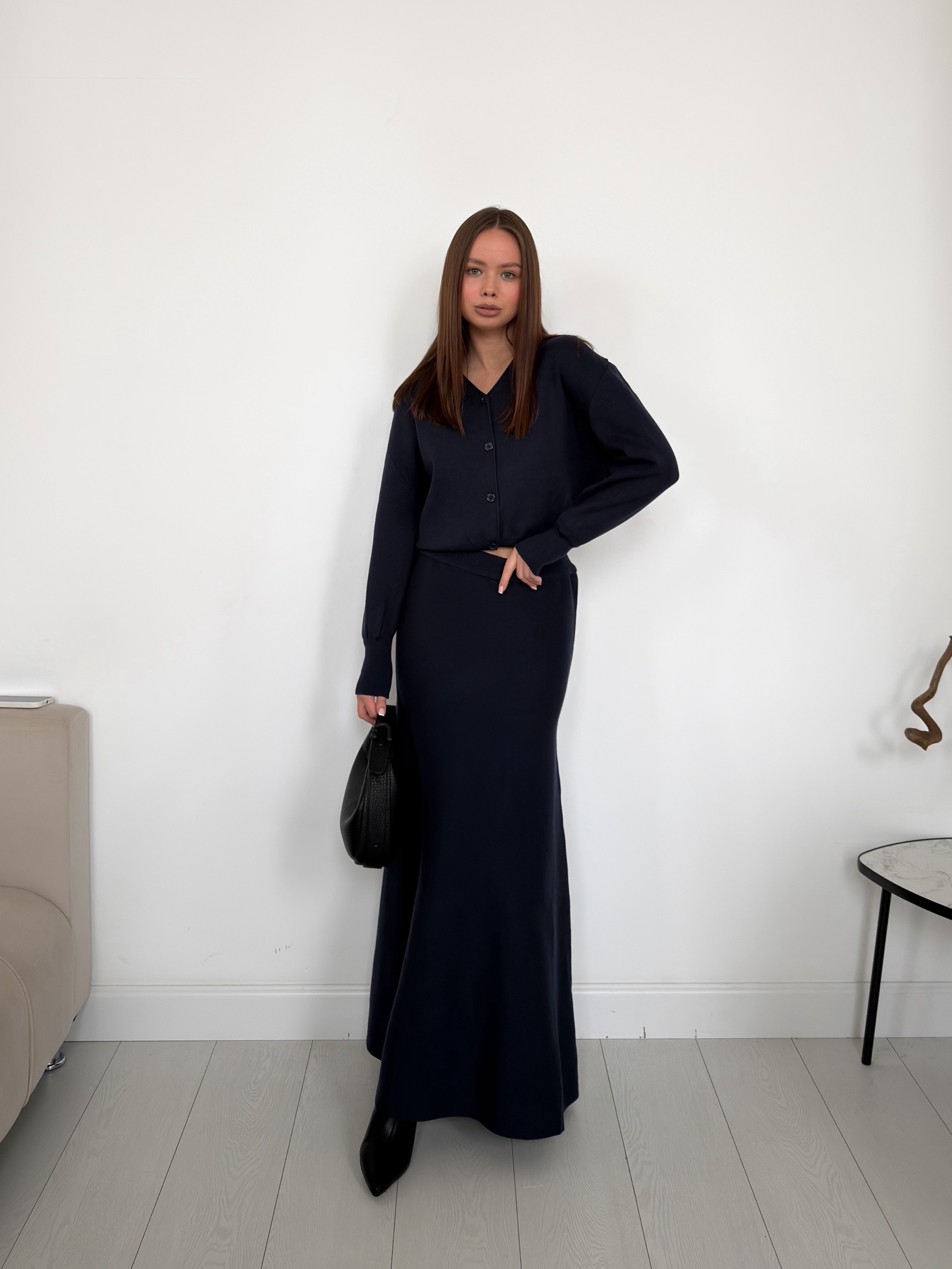 Костюм AIKA кардиган + юбка трикотаж строчка