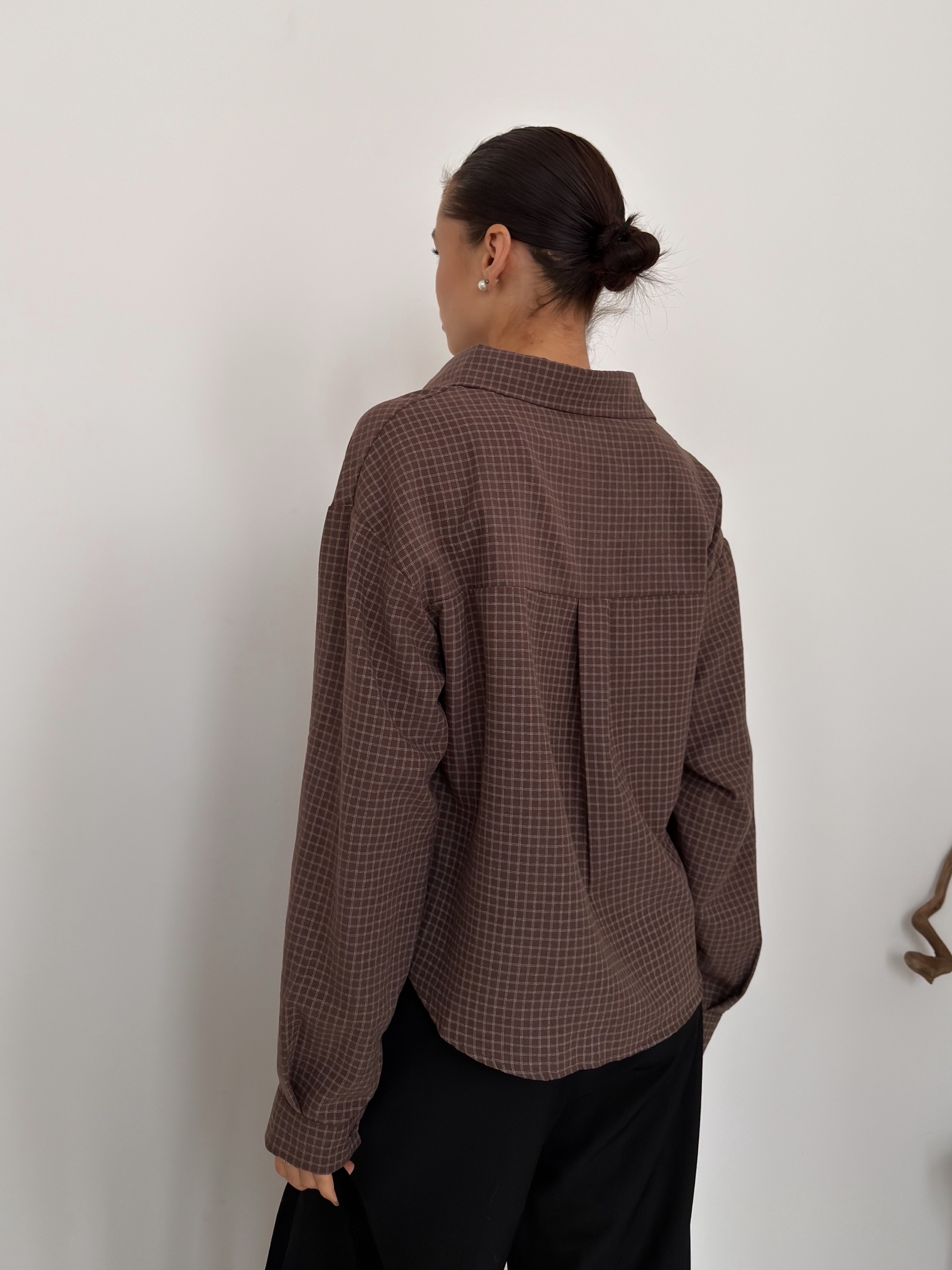 Рубашка Fashion 8985 в клетку+майка+цепочка