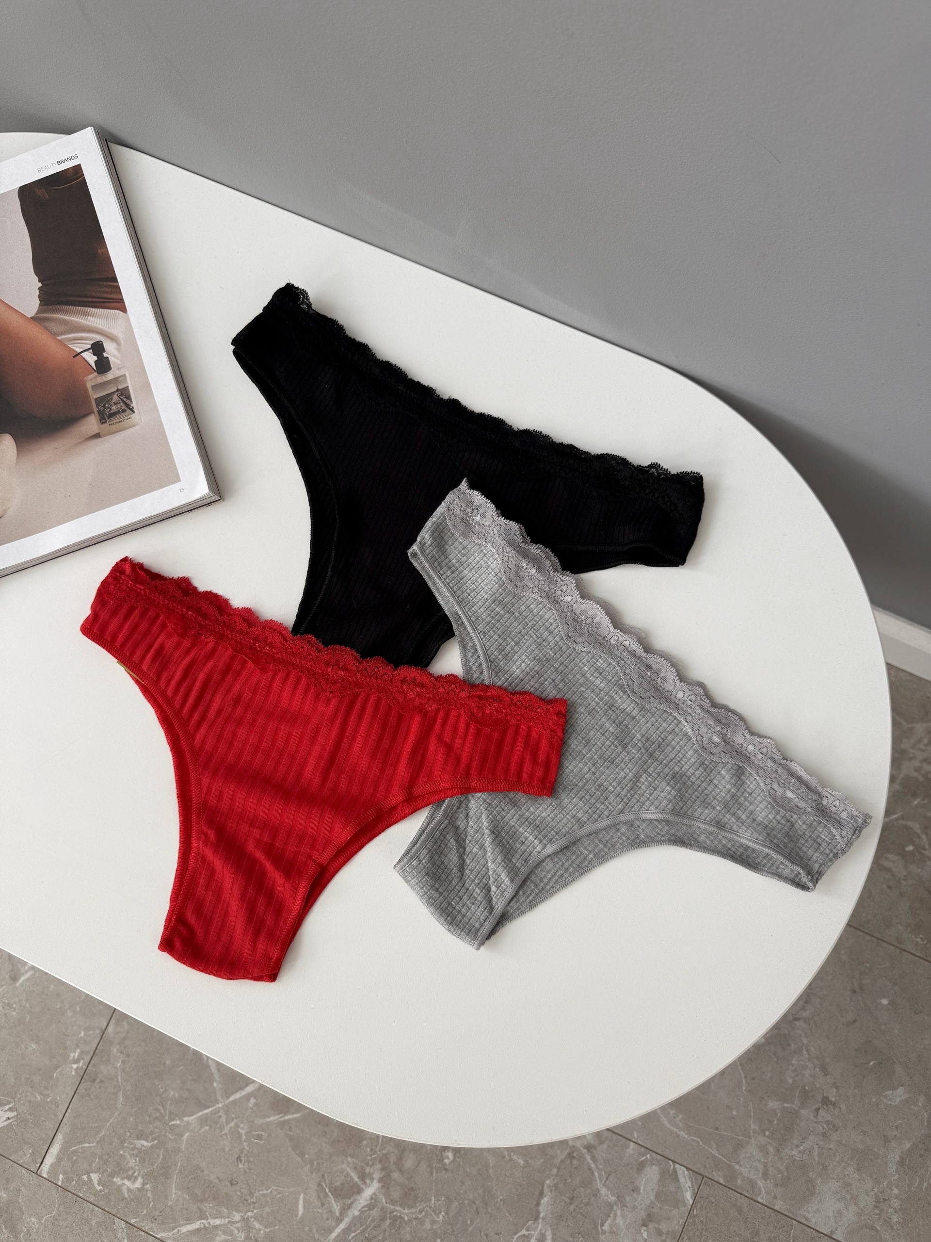 Трусы Vanilya Secret 160  в рубчик рюши