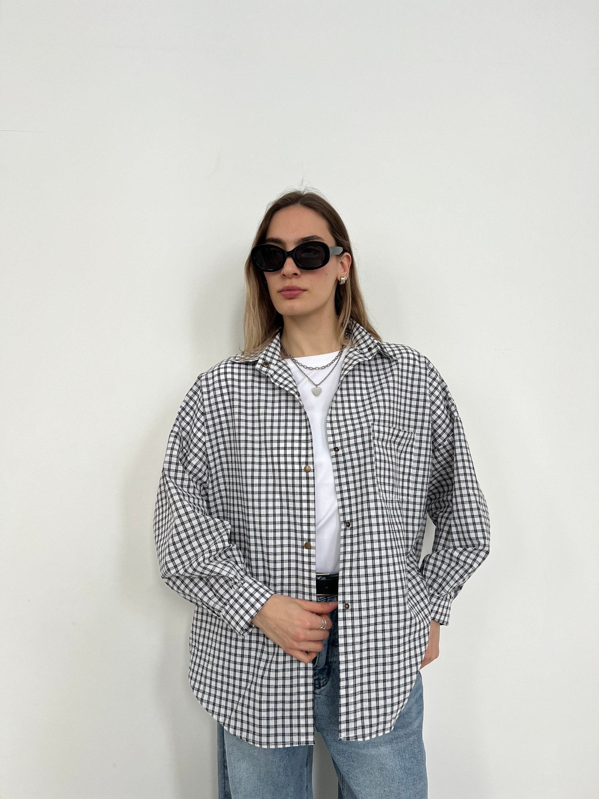 Рубашка LanLan 9259 мелка клетка