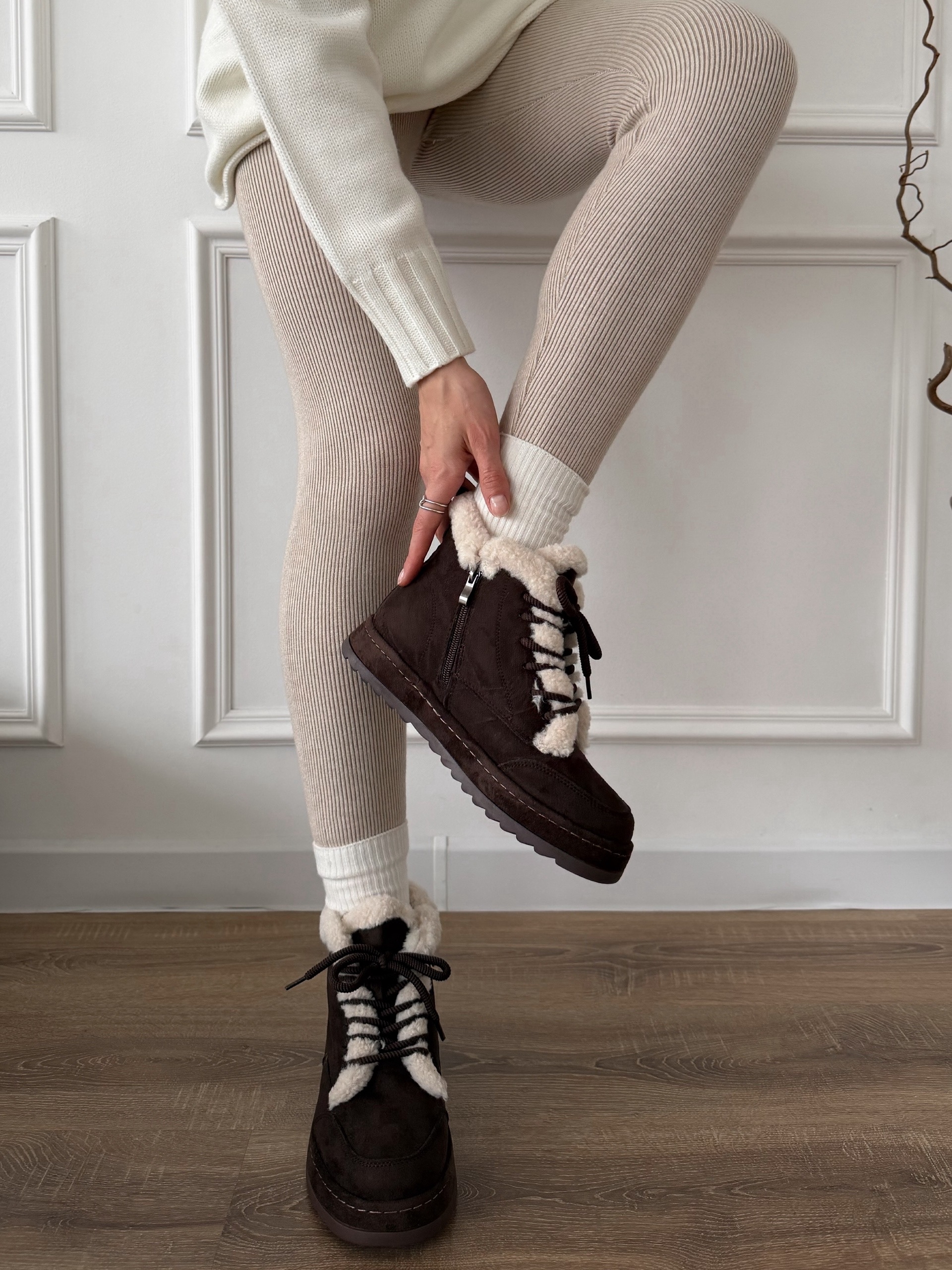 Ботинки Perfect B330 вставка барашек шнуровка