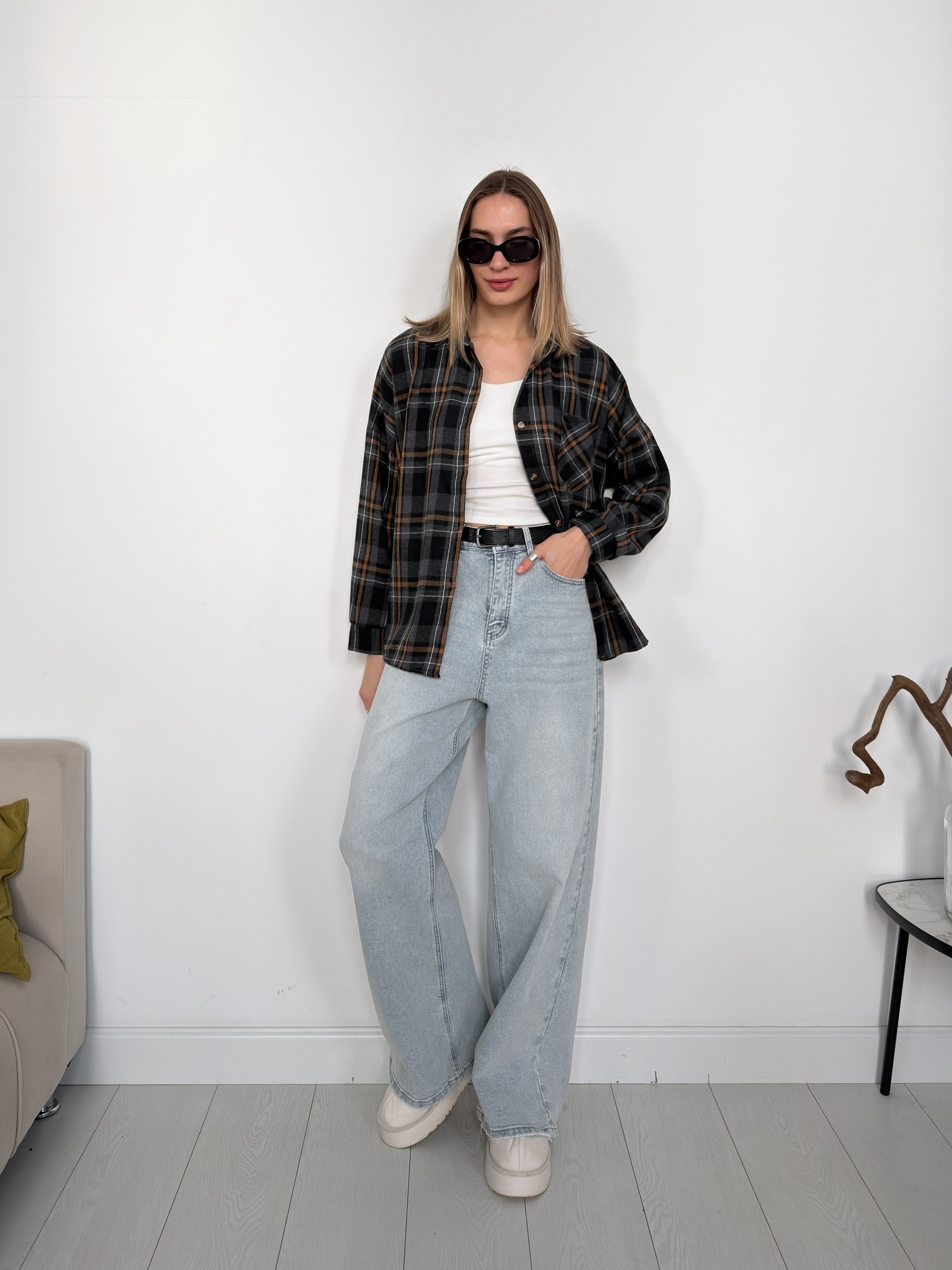 Рубашка клетка 601 на пуговках