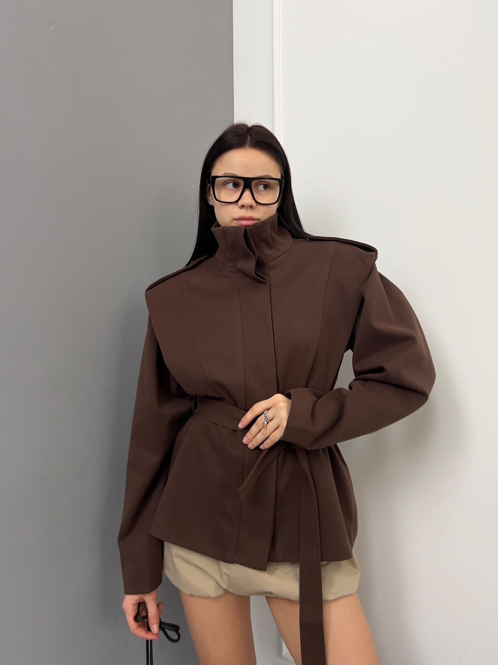 Тренч девочки объемные плечи