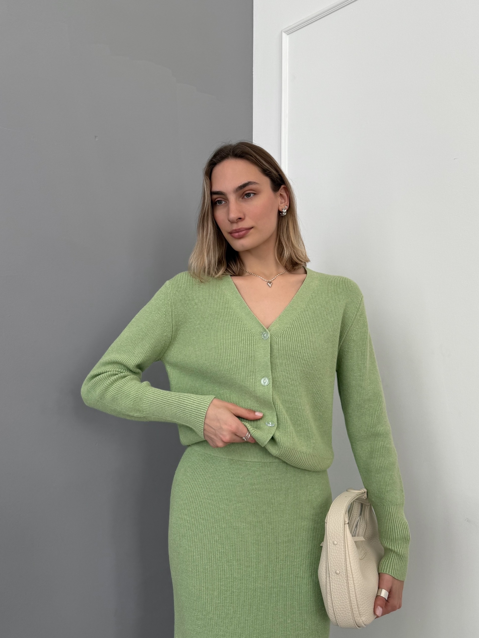 Костюм кардиган + юбка в пол трикотаж