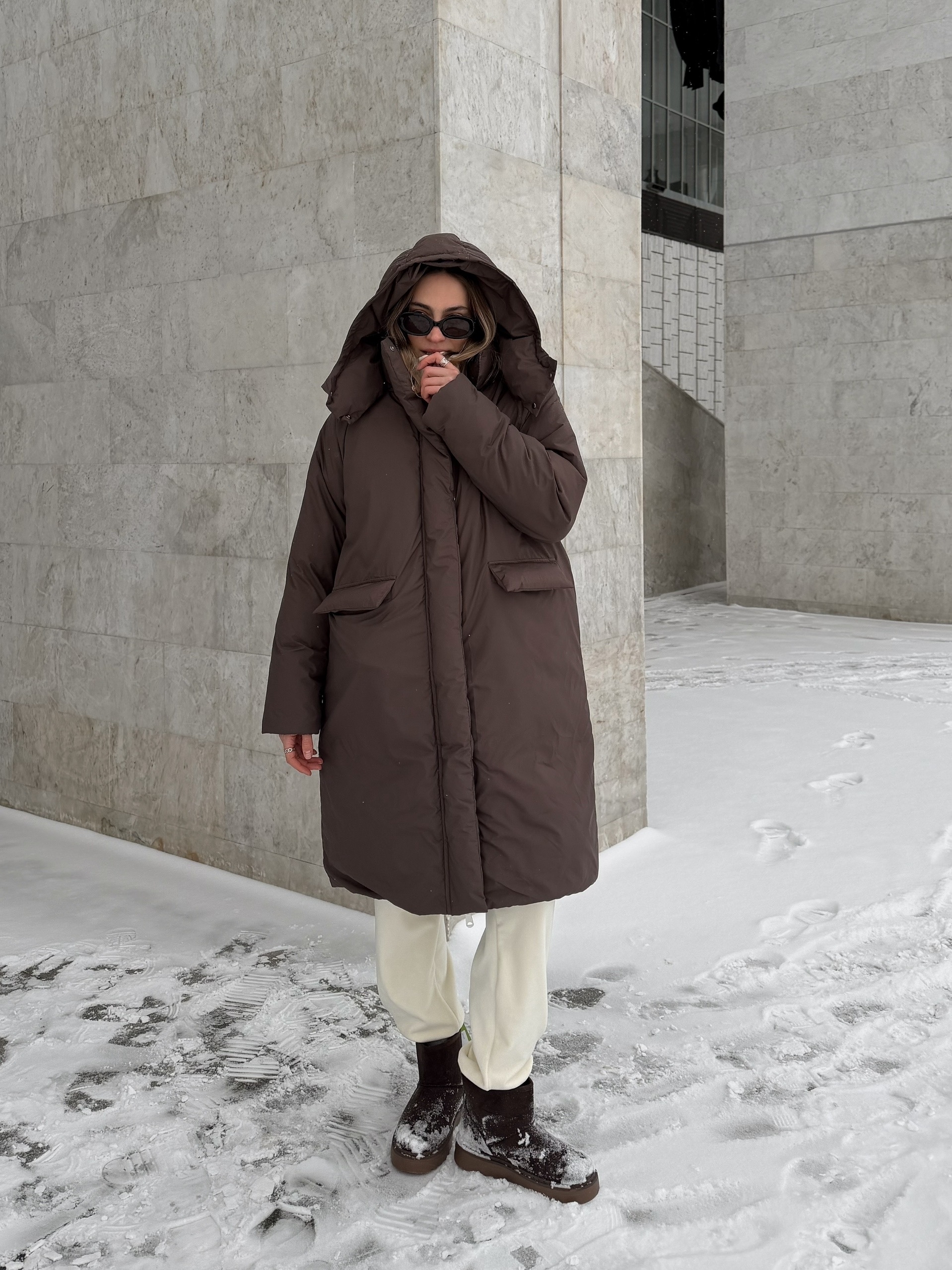 Куртка W635 длинная с поясом