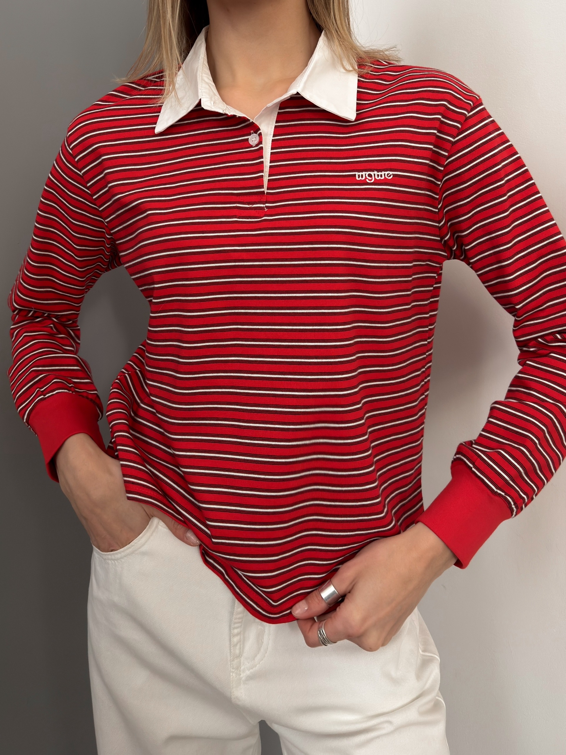 Лонгслив полоска W6779 WG