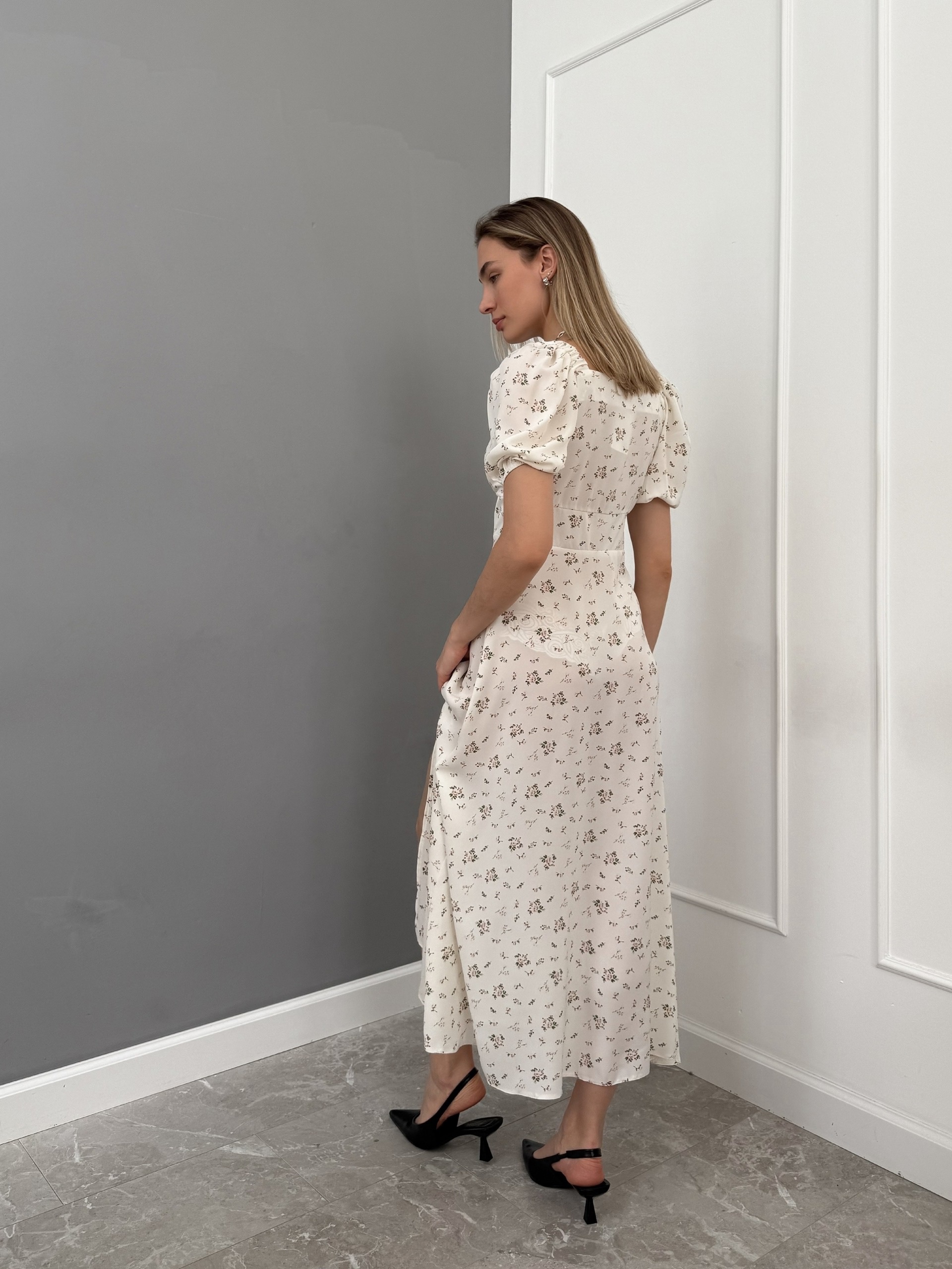 Платье Dress цветочн принт V вырез