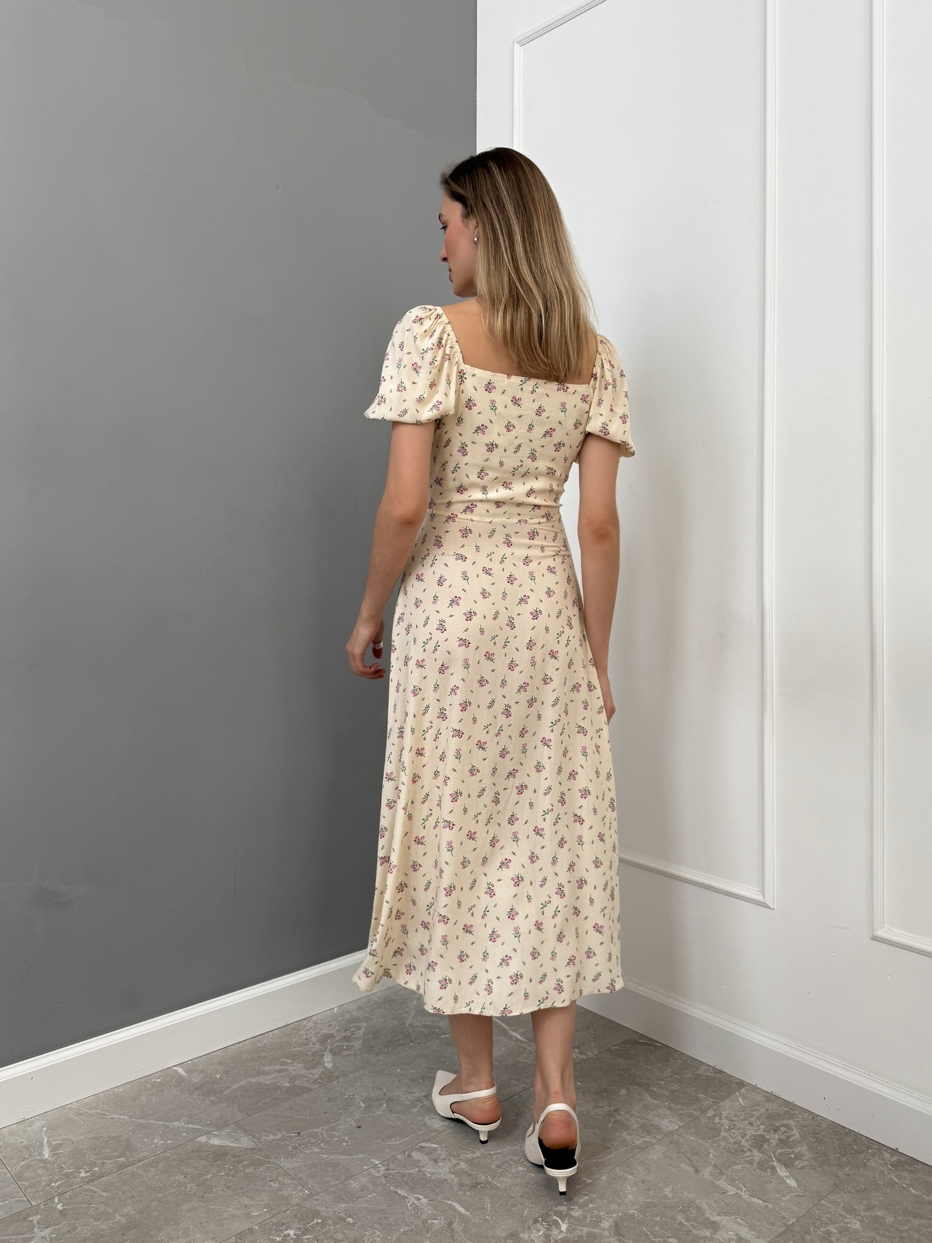 Платье Dress сборка на груди рукав фонарик