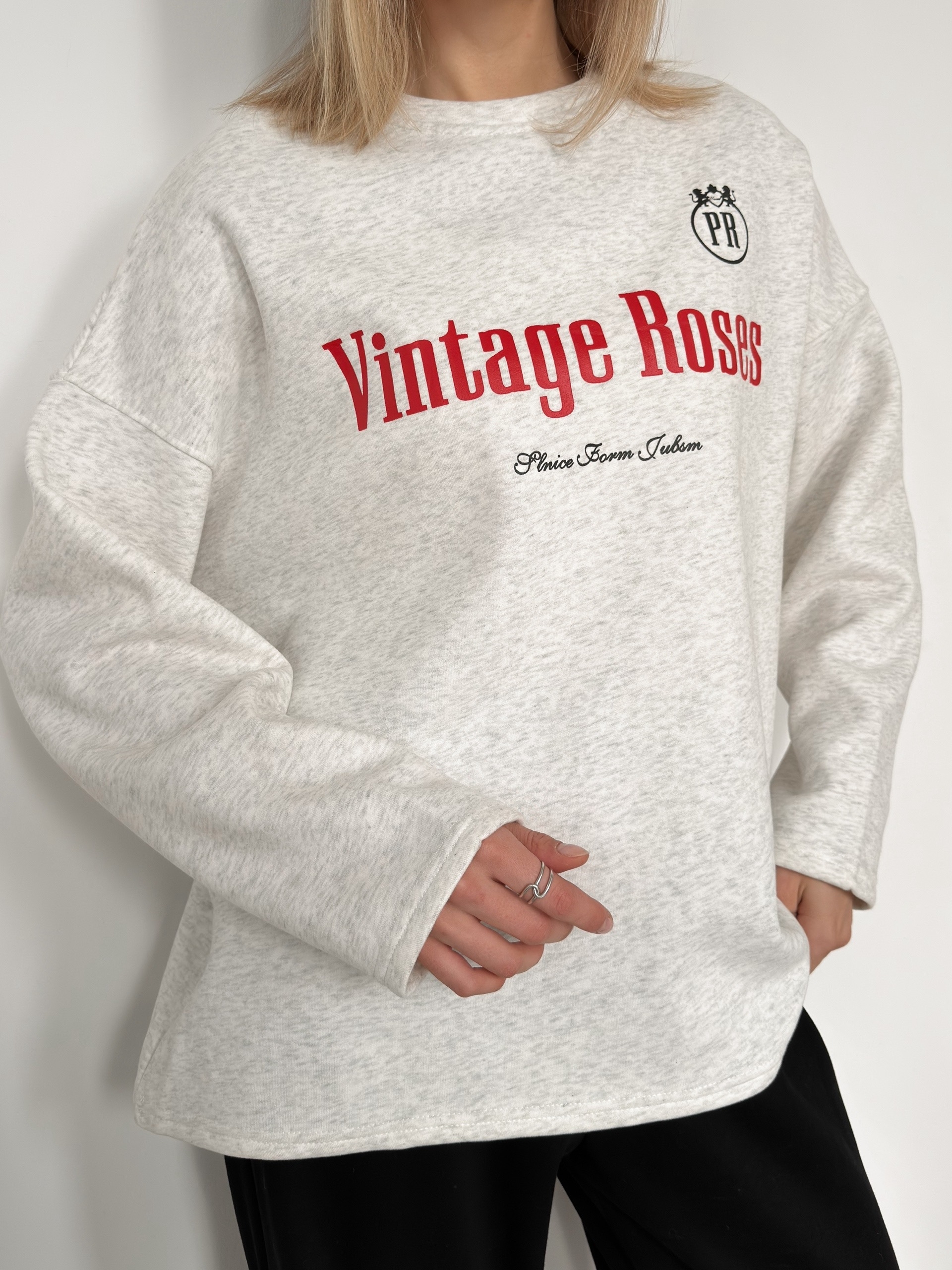 Свитшот W9510 Wintage Roses оверсайз флис