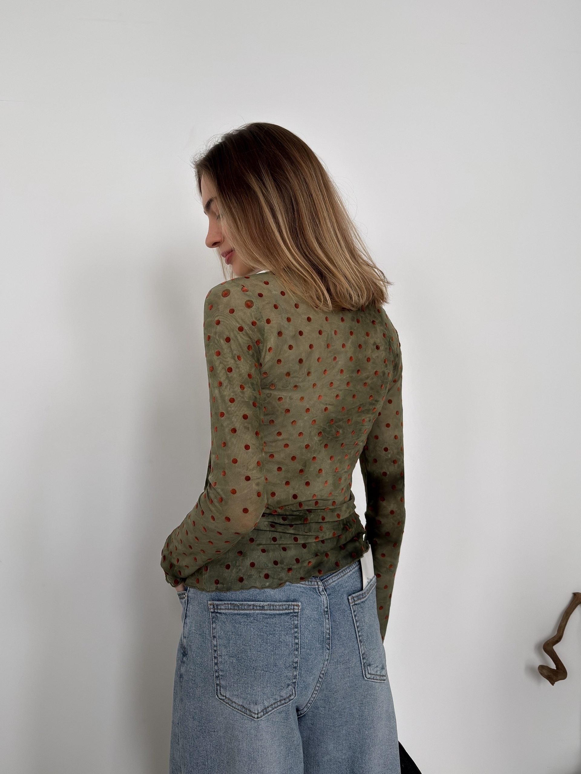 Лонгслив сетка горох WG W6957