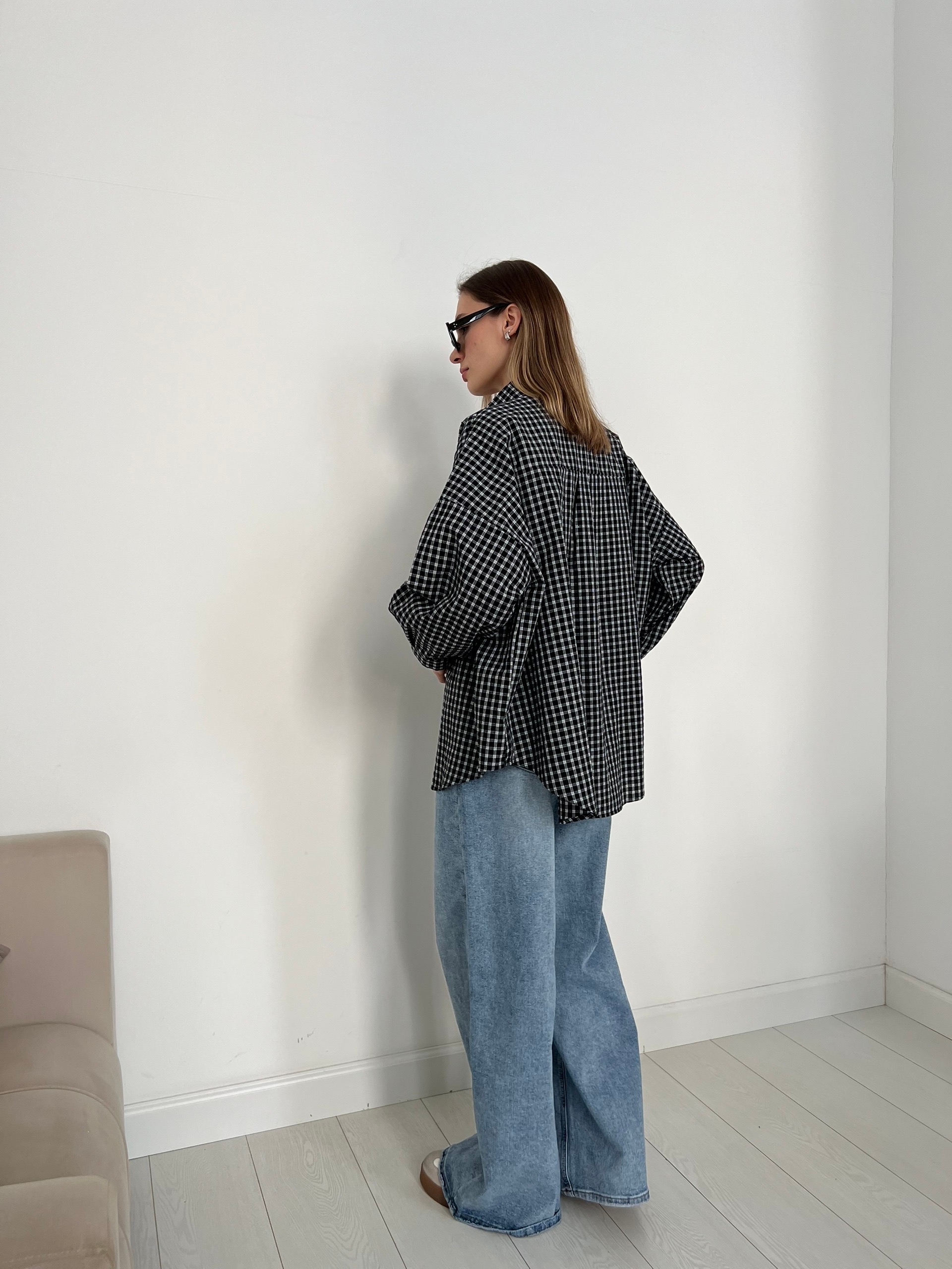 Рубашка LanLan 9259 мелка клетка