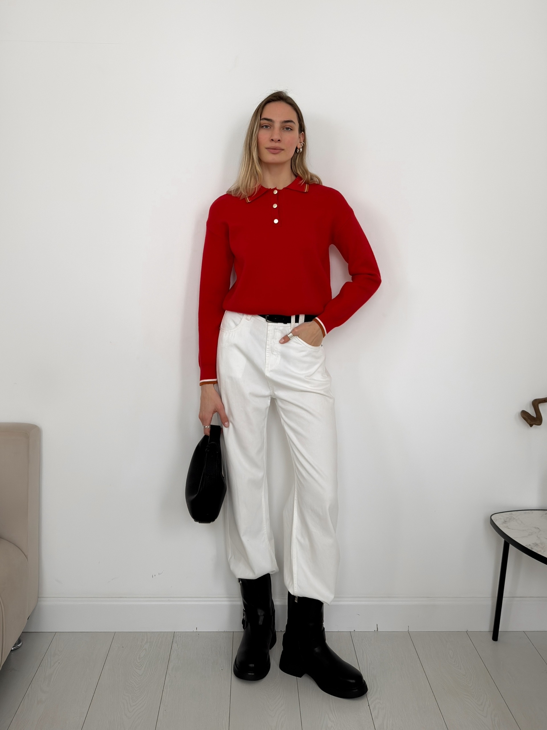 Джемпер Korea S2628 поло золотые пуговки