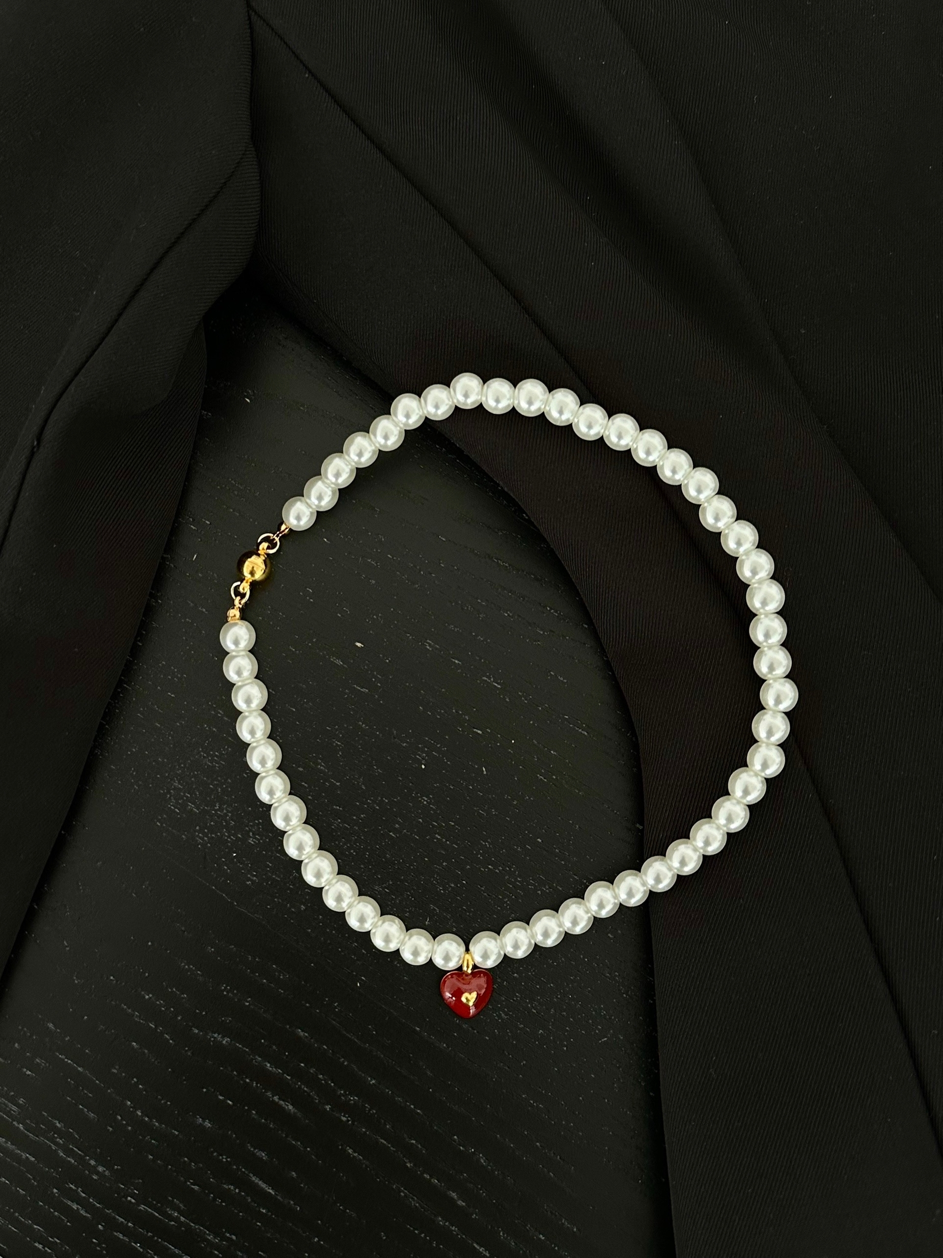 Подвеска жемчуг сердечко камушек