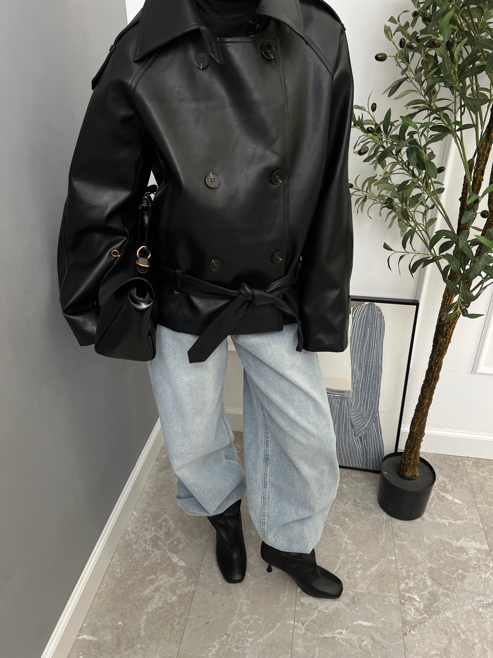 Кожанка W 9371 с поясом