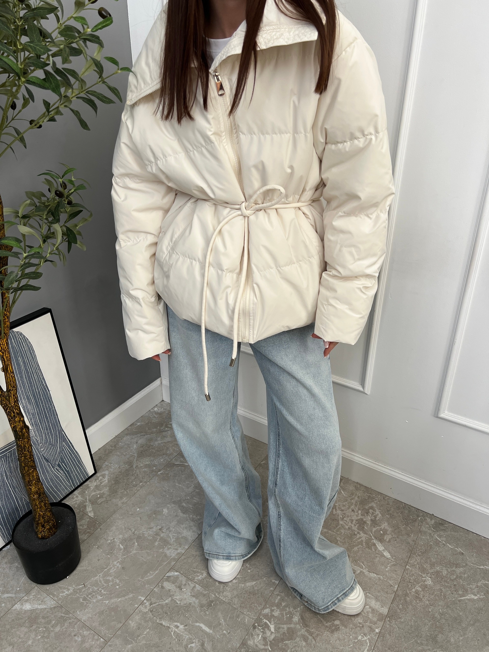 Куртка W690 высокий ворот с поясом