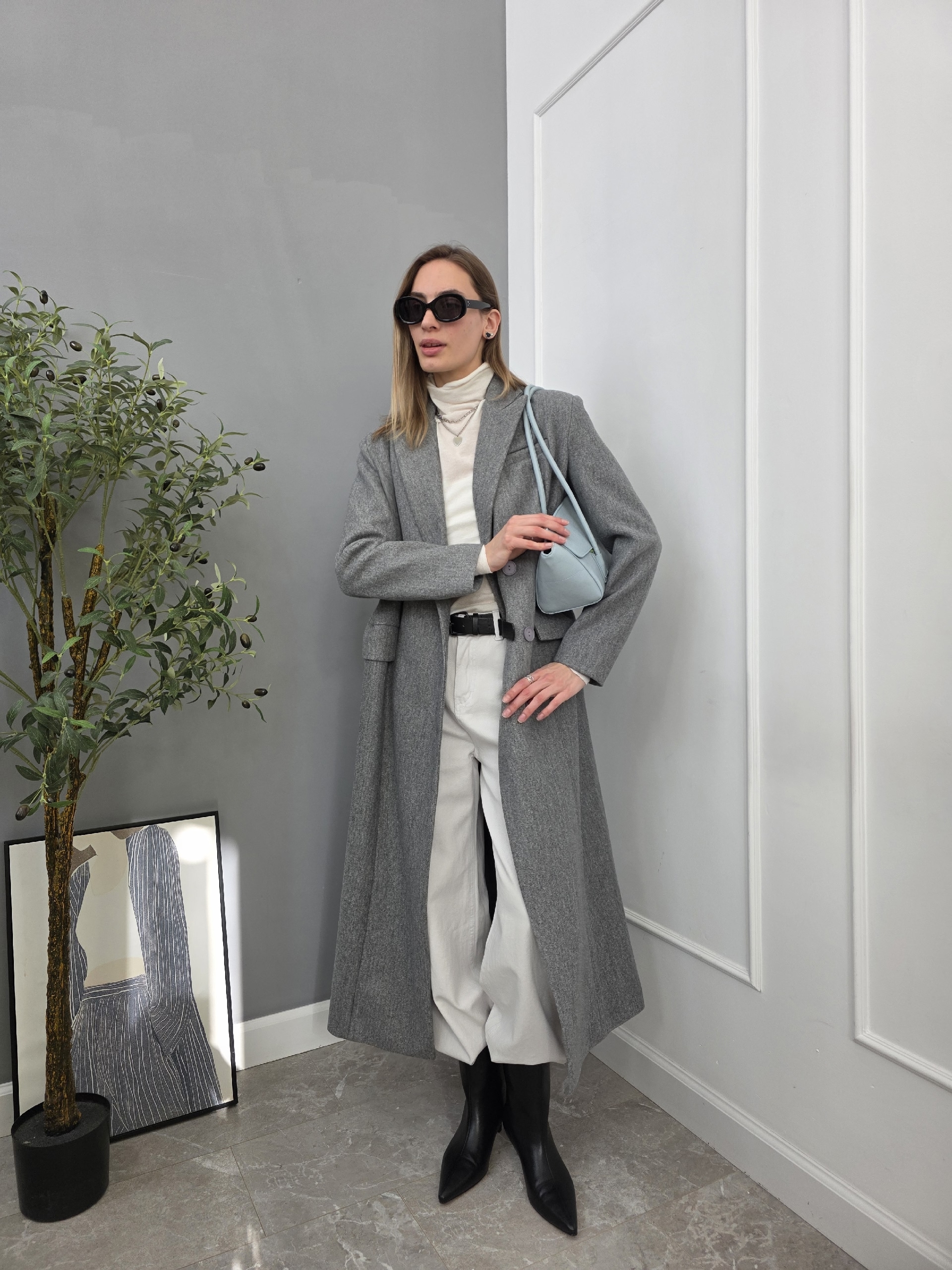 Пальто xuancai приталенное объемные плечи