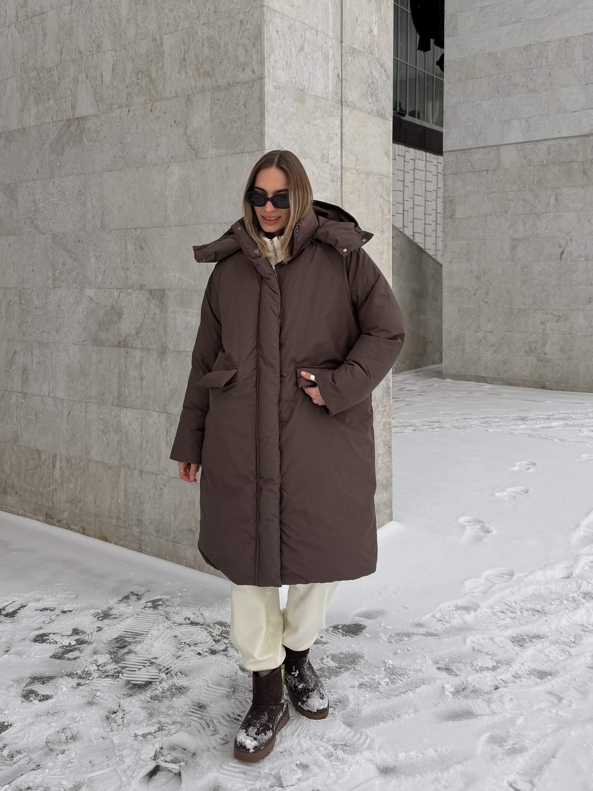 Куртка W635 длинная с поясом