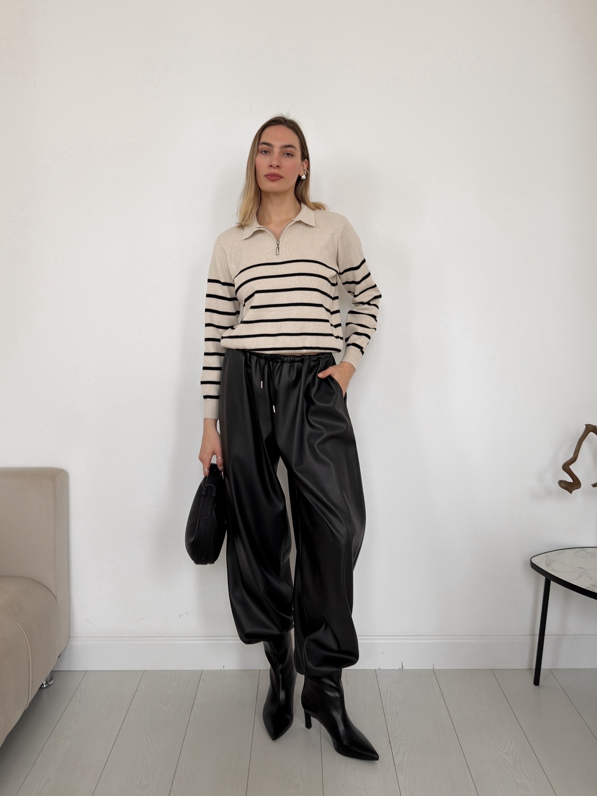 Джемпер S2172 ворот на замке полоска