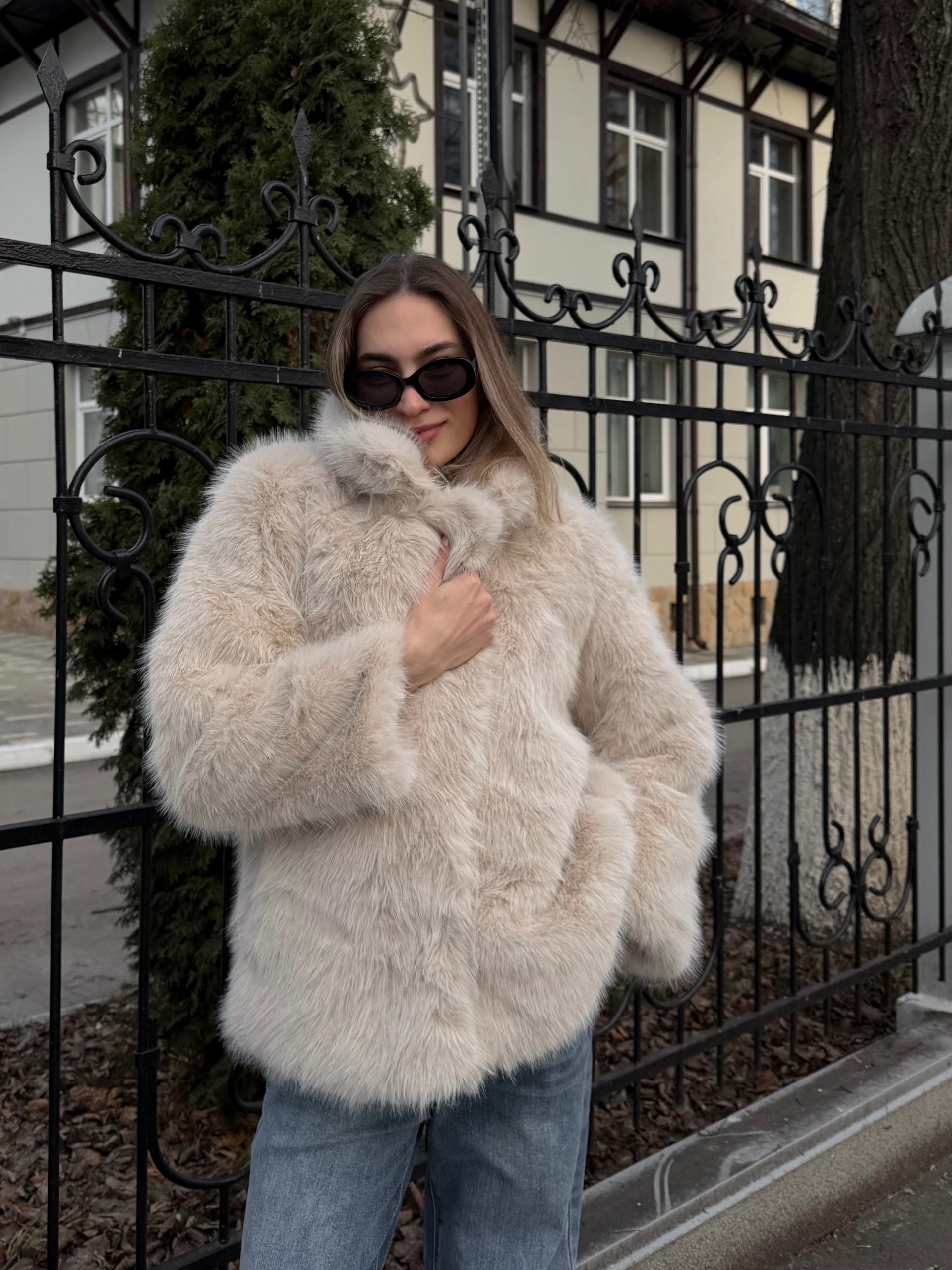 Шуба W 6682 пушистая средн длина