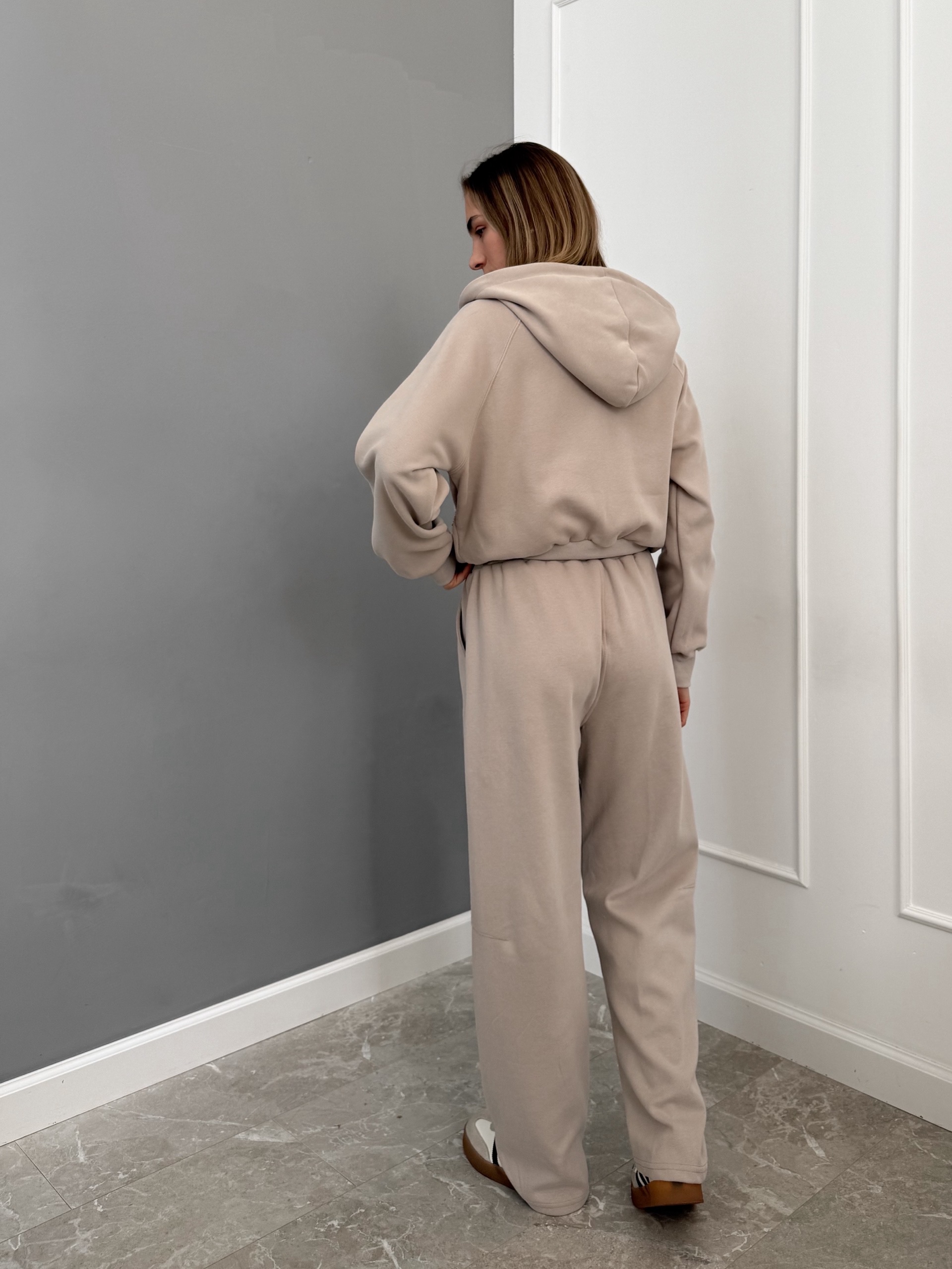 Костюм 7035 худи на замке+кюлоты
