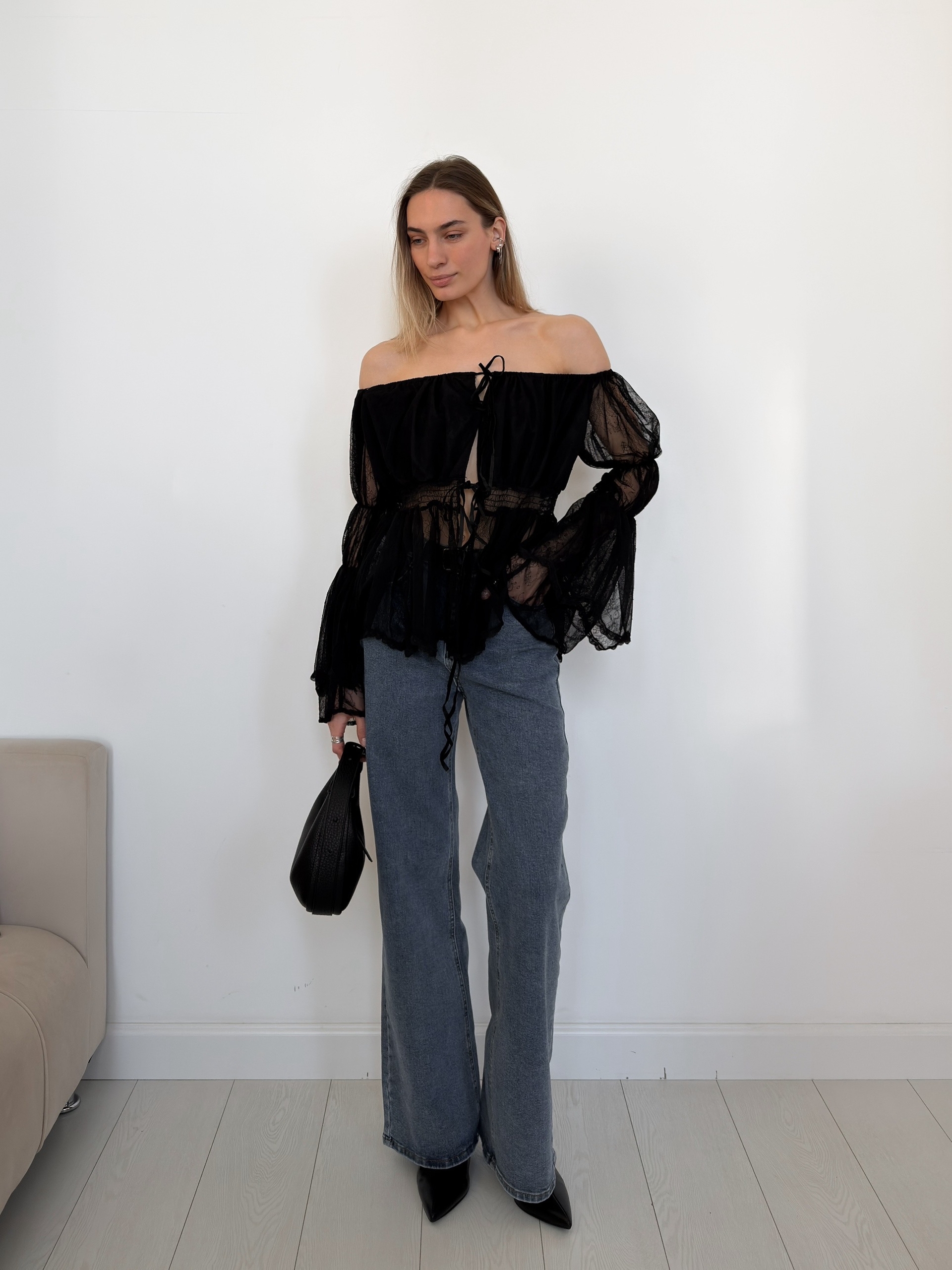 Блуза Fire 9330 легкая кружево на завязках