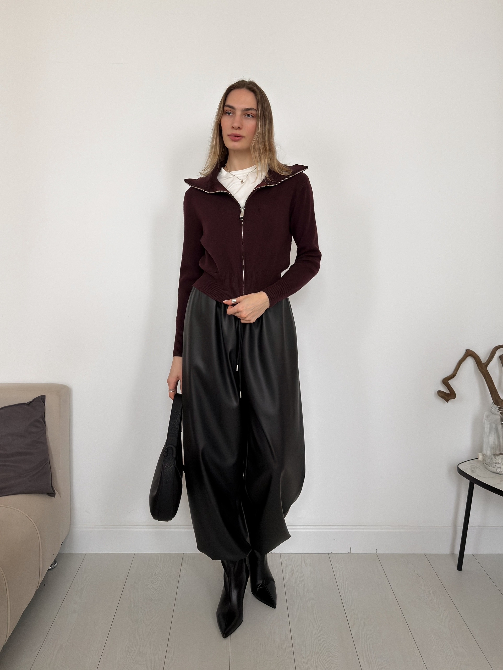 Джемпер на молнии низ рубчик