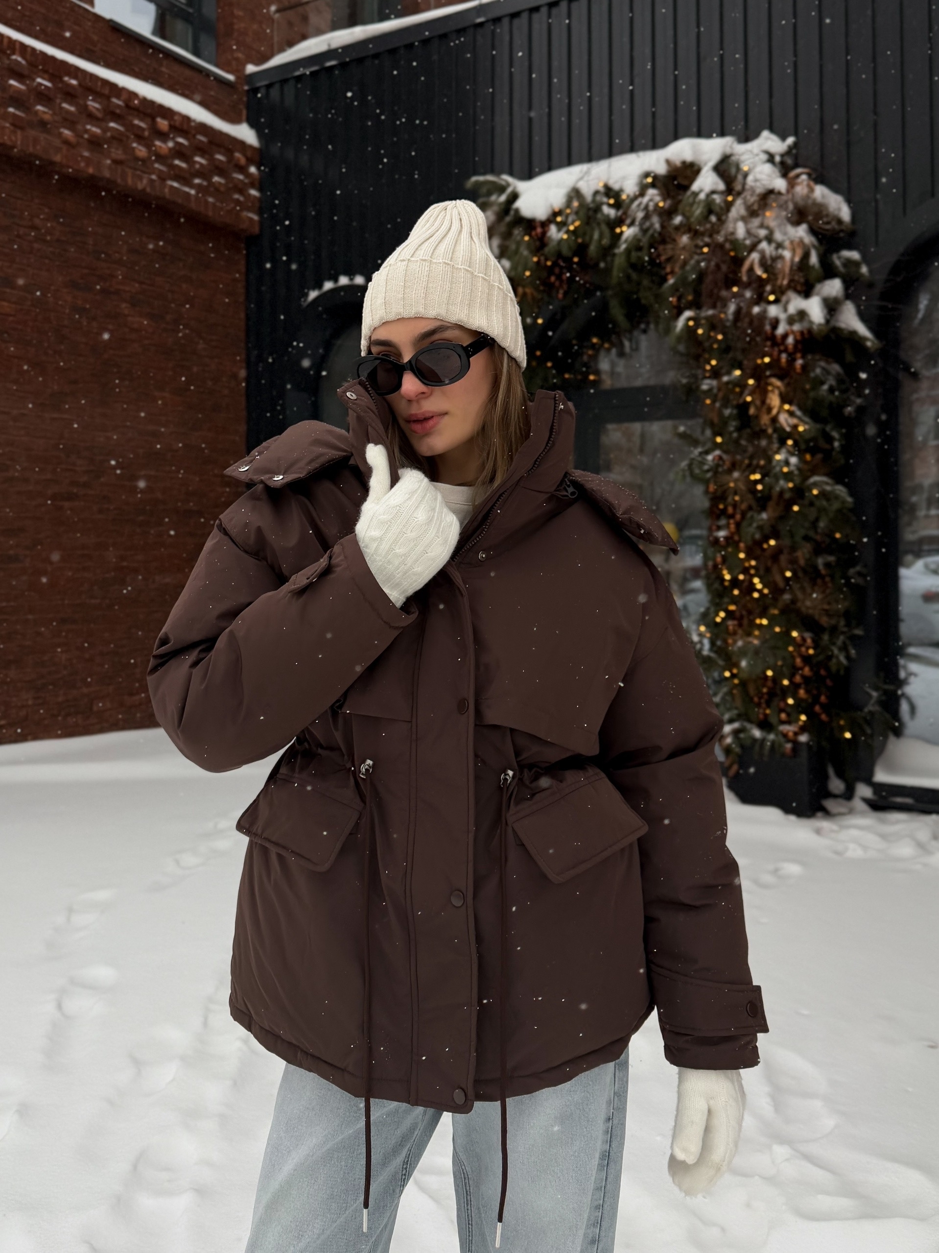 Куртка W616 затяжка на талии