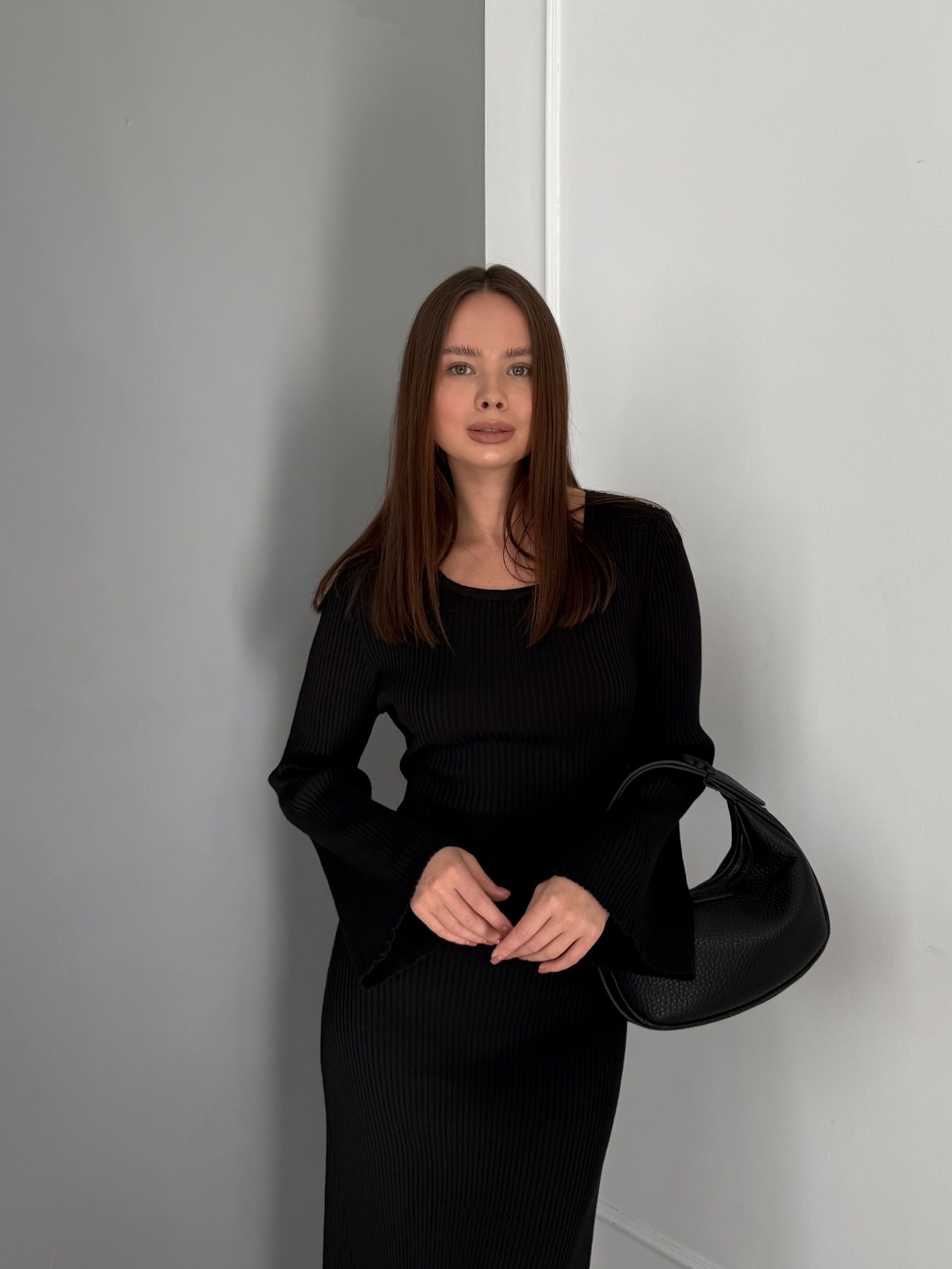 Платье 80043 завязки на талии в рубчик