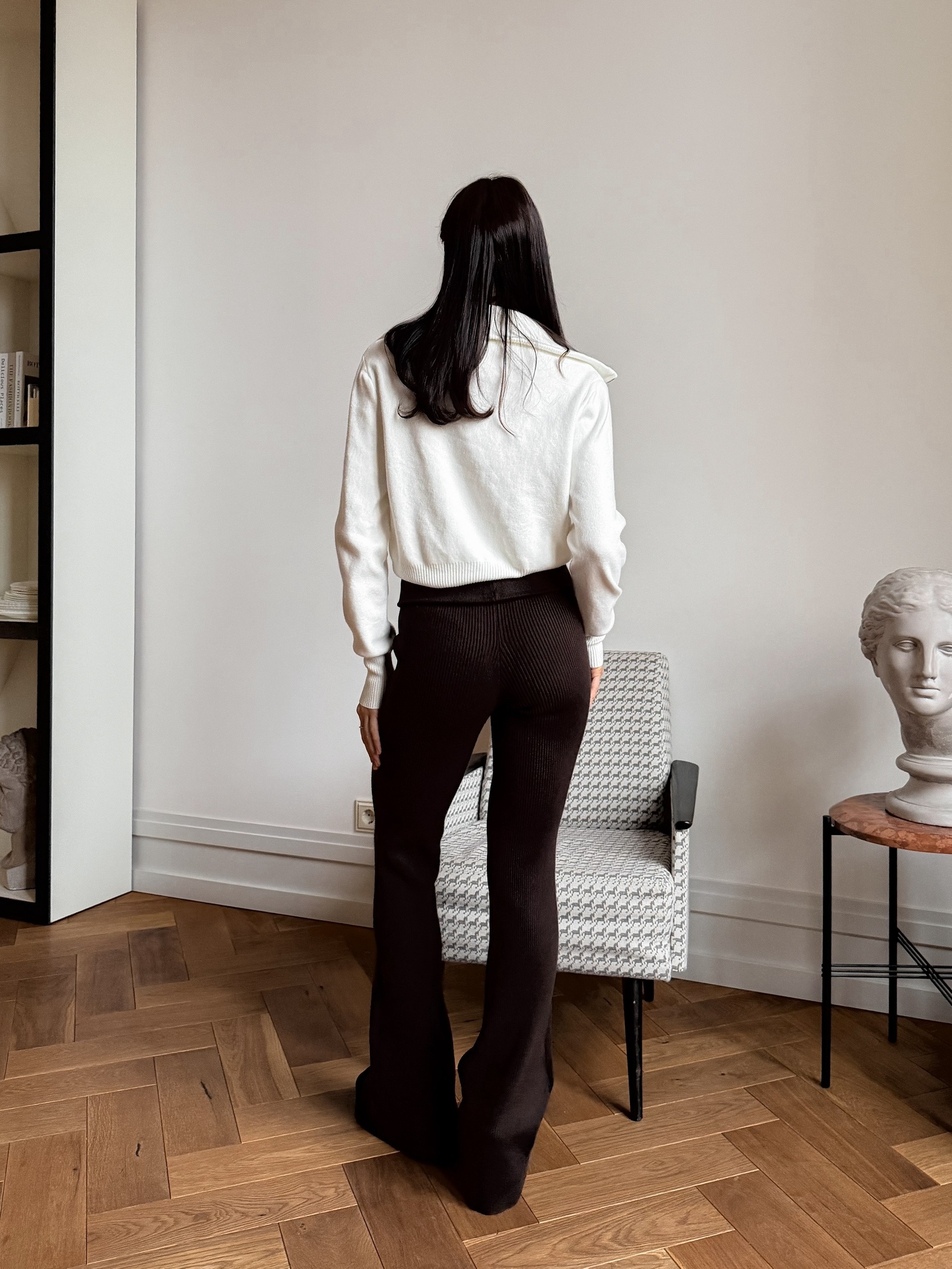 Лосины клеш 9188 в рубчик теплые