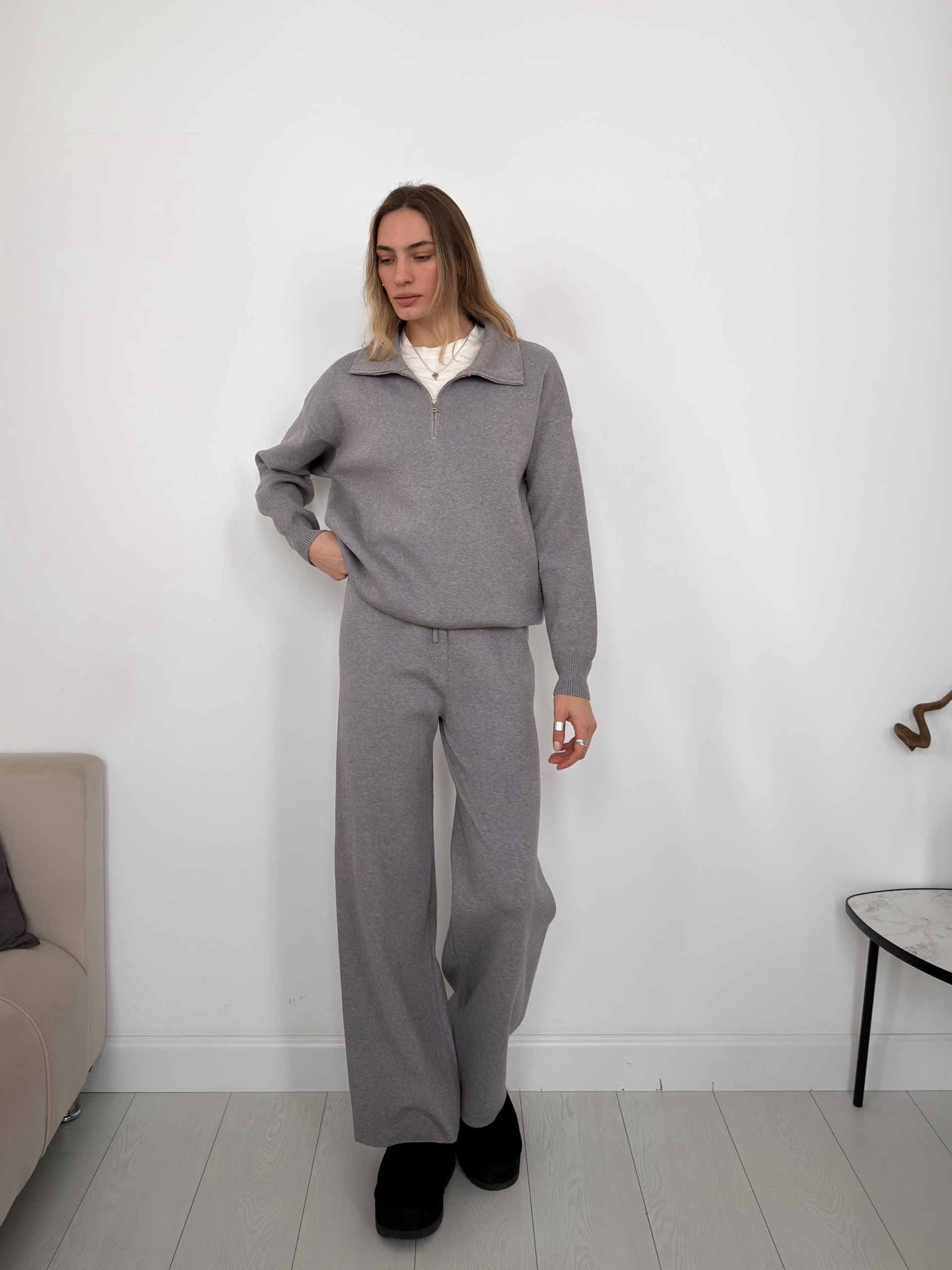 Костюм Korea 4970джемпер поло на молнии+брюки