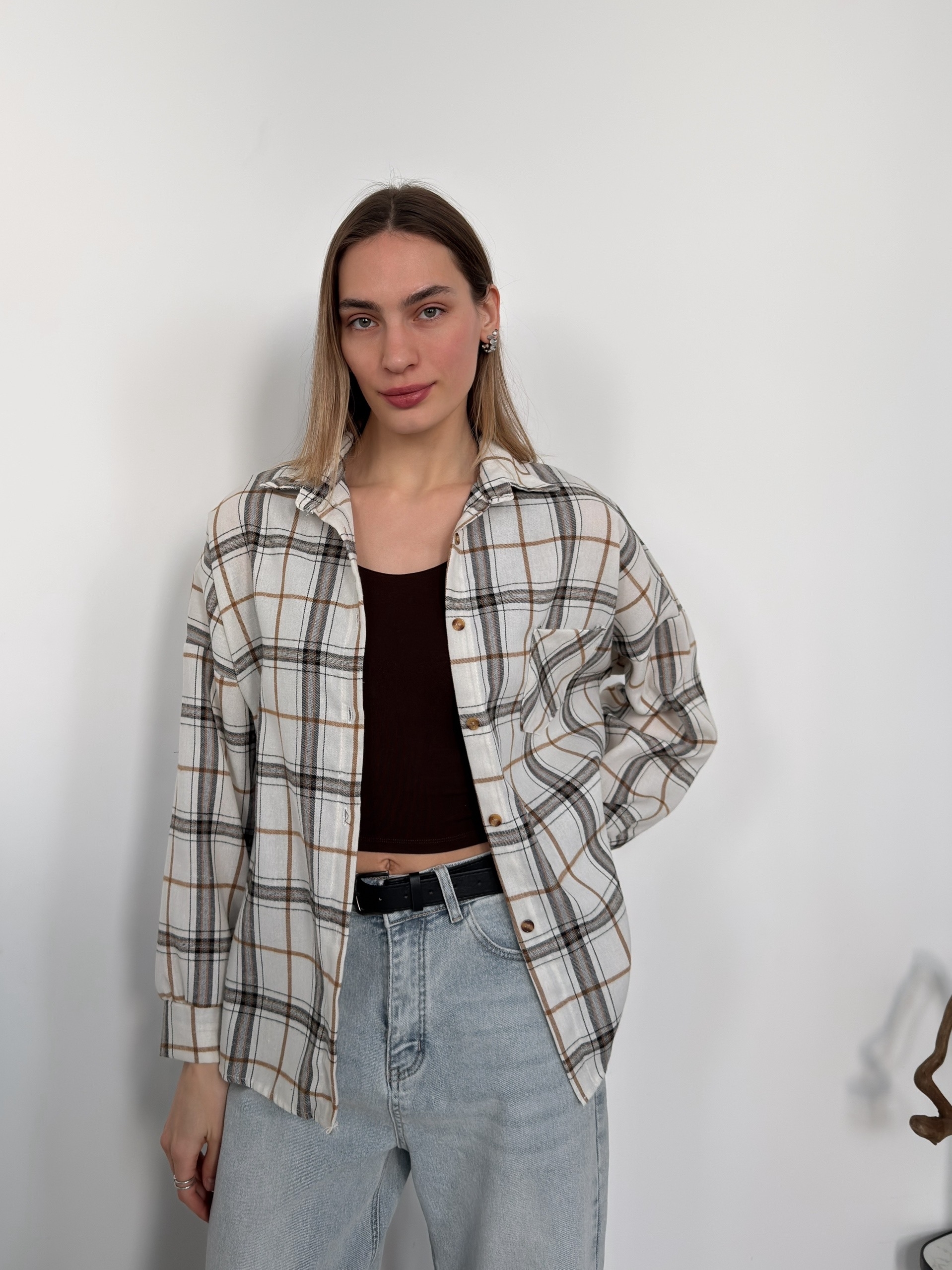 Рубашка клетка 601 на пуговках