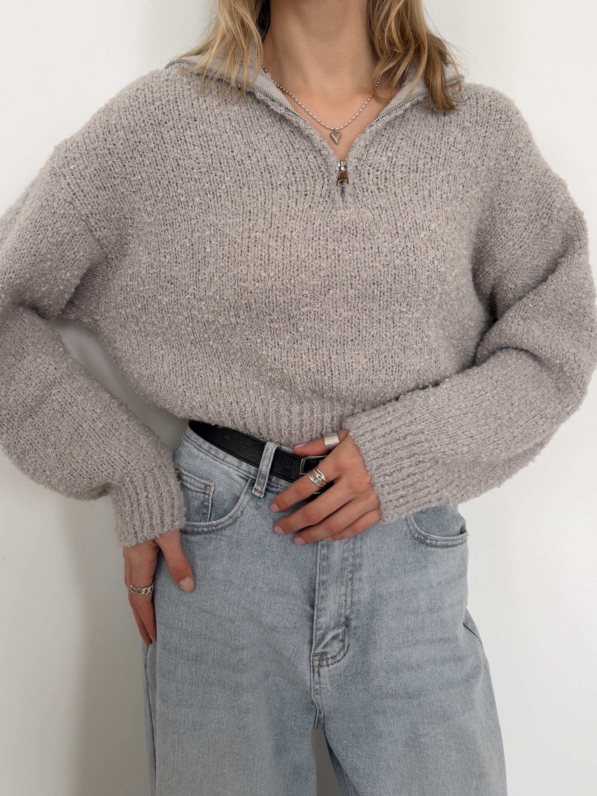 Джемпер Korea F1090 поло на молнии барашек