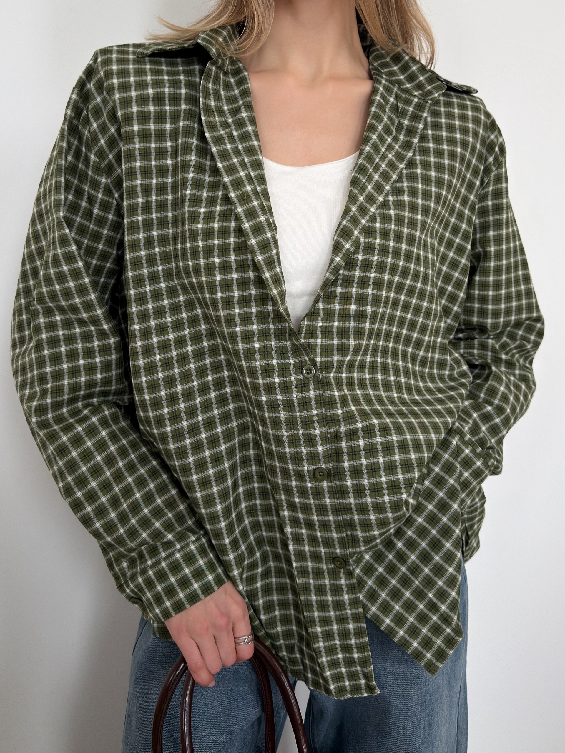 Рубашка ROOM 61028 клетка подплечники