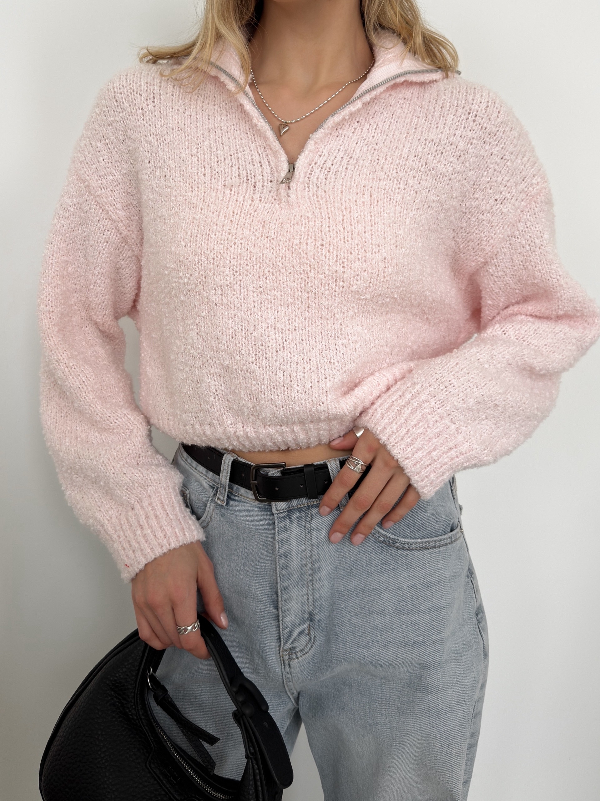 Джемпер Korea F1090 поло на молнии барашек